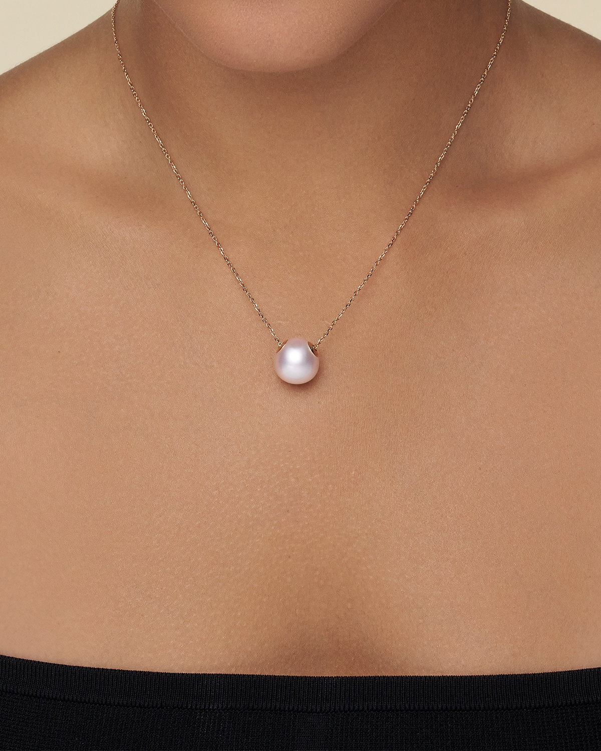 Palais Pearl Necklace 13 Triangle Pearl and Rose Gold On Body c00n15rpt13