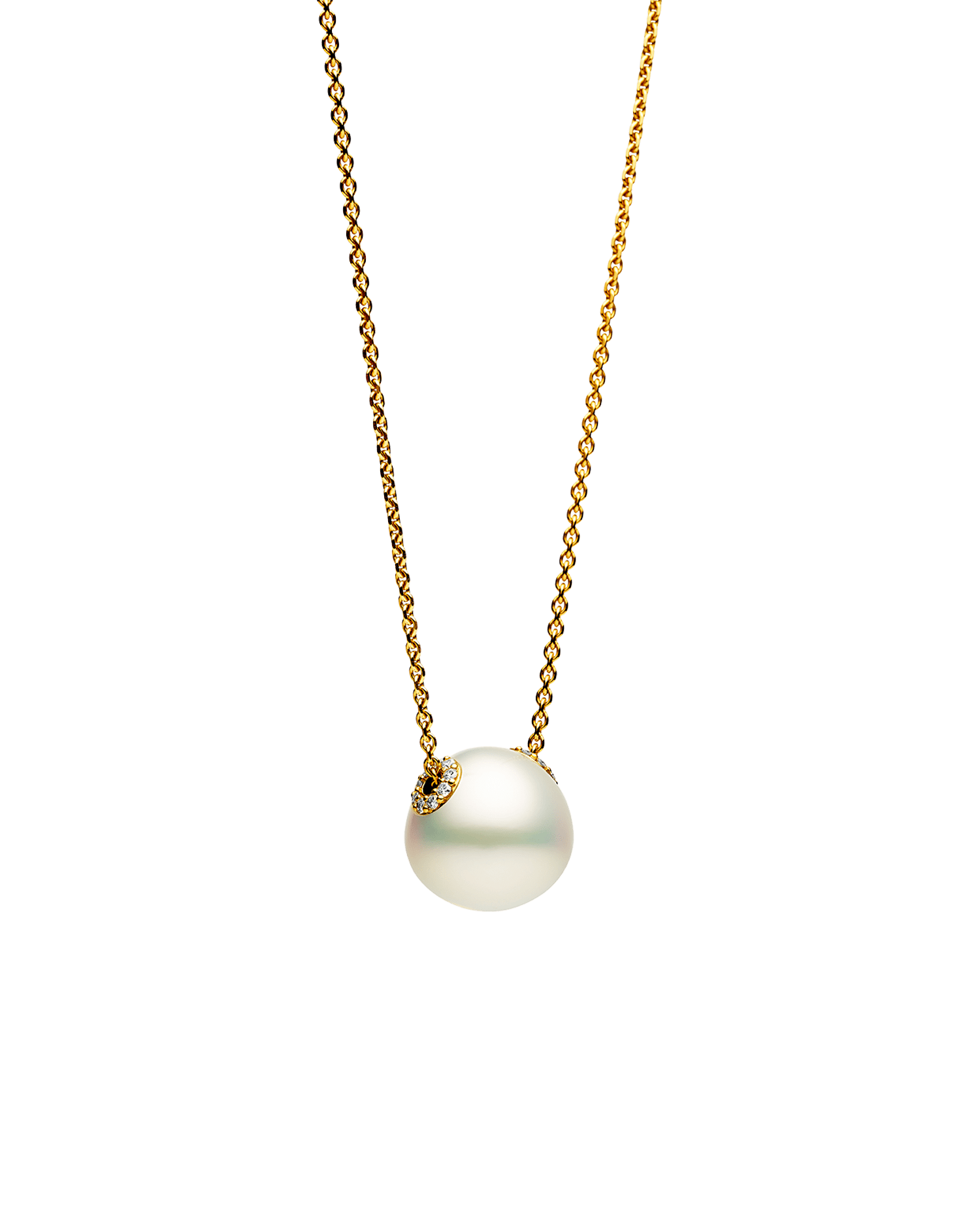 Palais Pearl Necklace | 14mm Triangle Pearl, Diamonds, and Yellow Gold 2