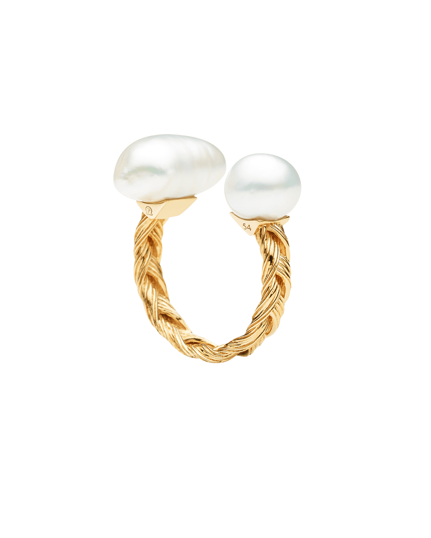 Pandanus Double Keshi Pearl Ring | 8-10mm Keshi Pearls and Yellow Gold 3