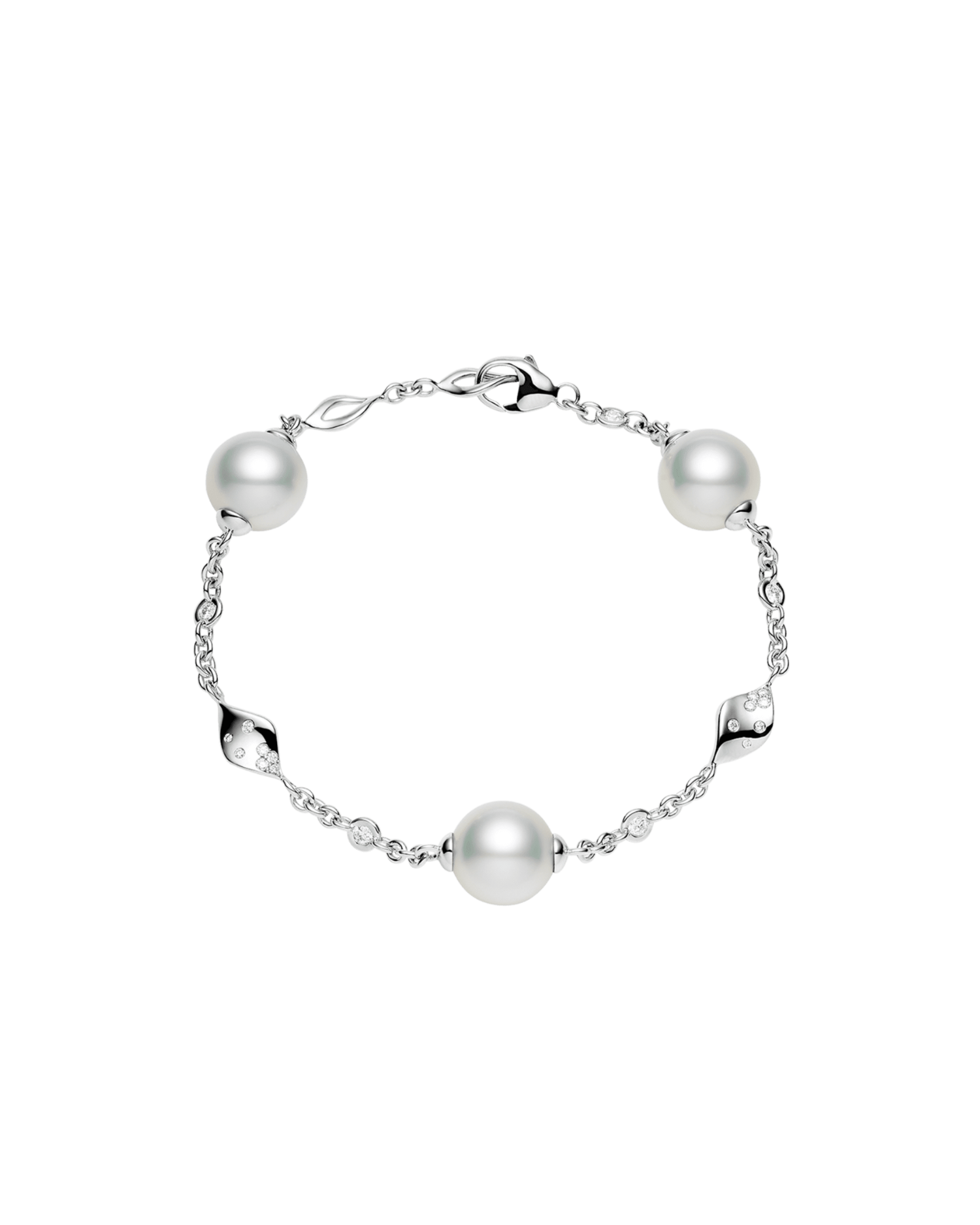 Paradis Pearl Bracelet | 10mm Round Pearls, Diamonds, and White Gold 1