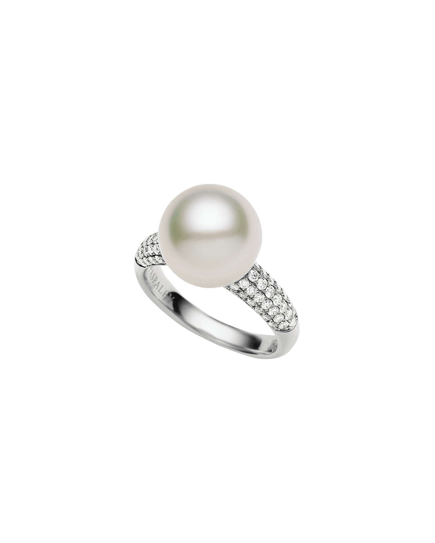 Bella Pearl Ring | 11mm Round Pearl, Diamonds, and White Gold