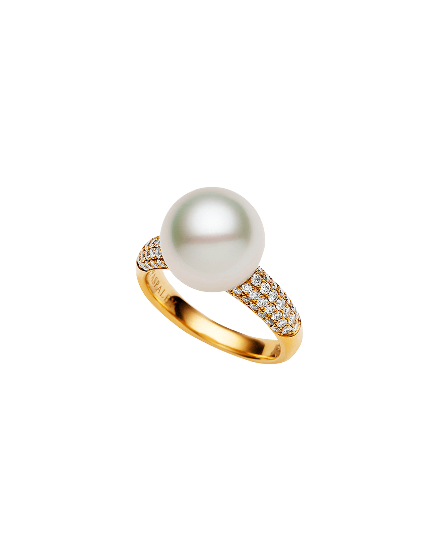 Bella Pearl Ring | 11mm Round Pearl, Diamonds, and Yellow Gold 1