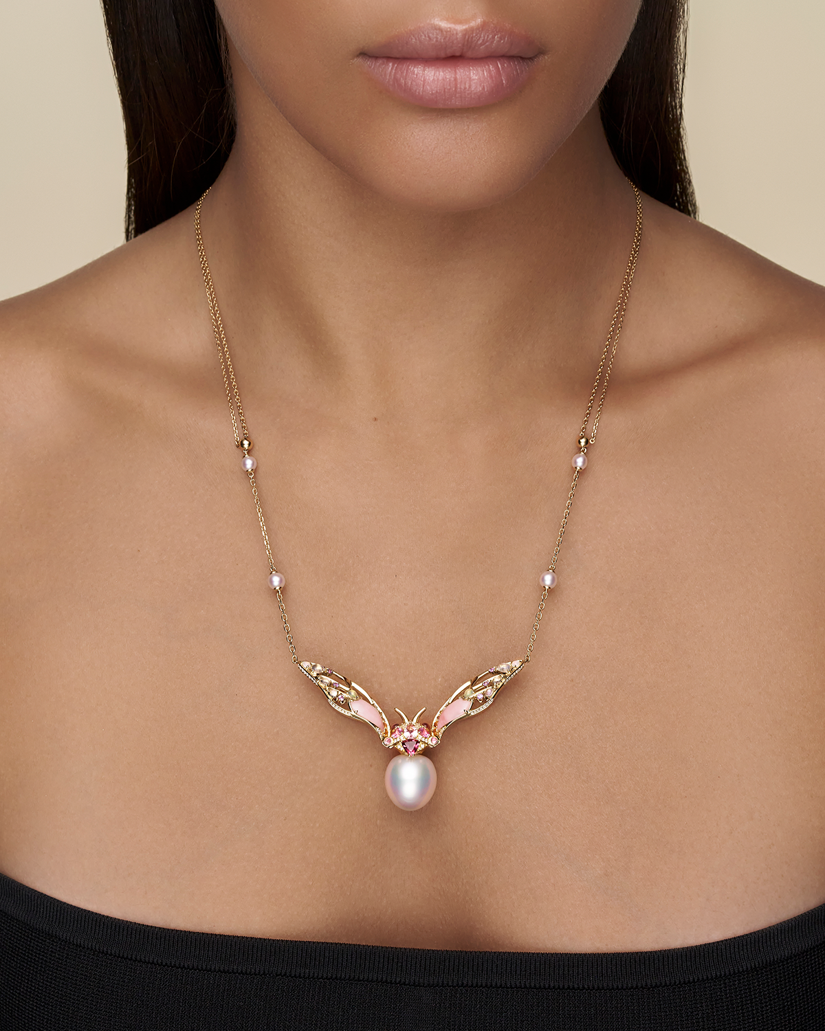 Paspaley Blush Cicada Necklace Yellow Gold On Body G25N06YPO141