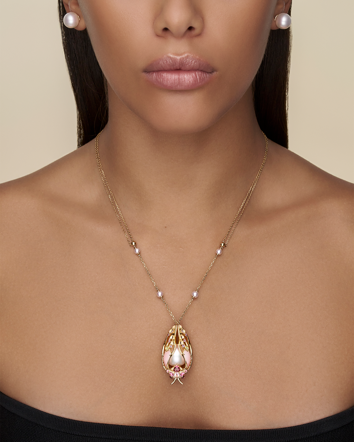 Paspaley Blush Cicada Necklace Yellow Gold On Body G25N06YPO141