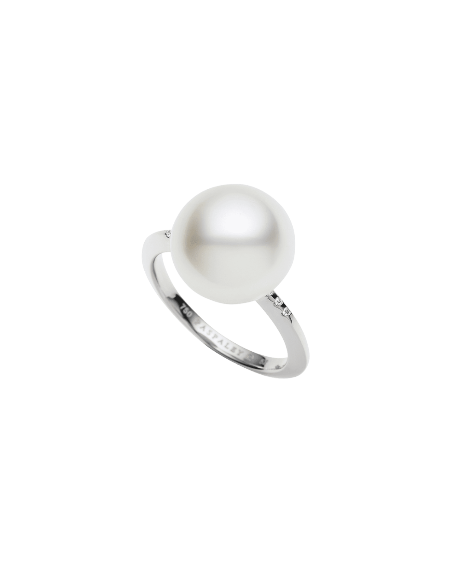 Classic Pearl Ring | 11mm Button Pearl, Diamonds, and White Gold