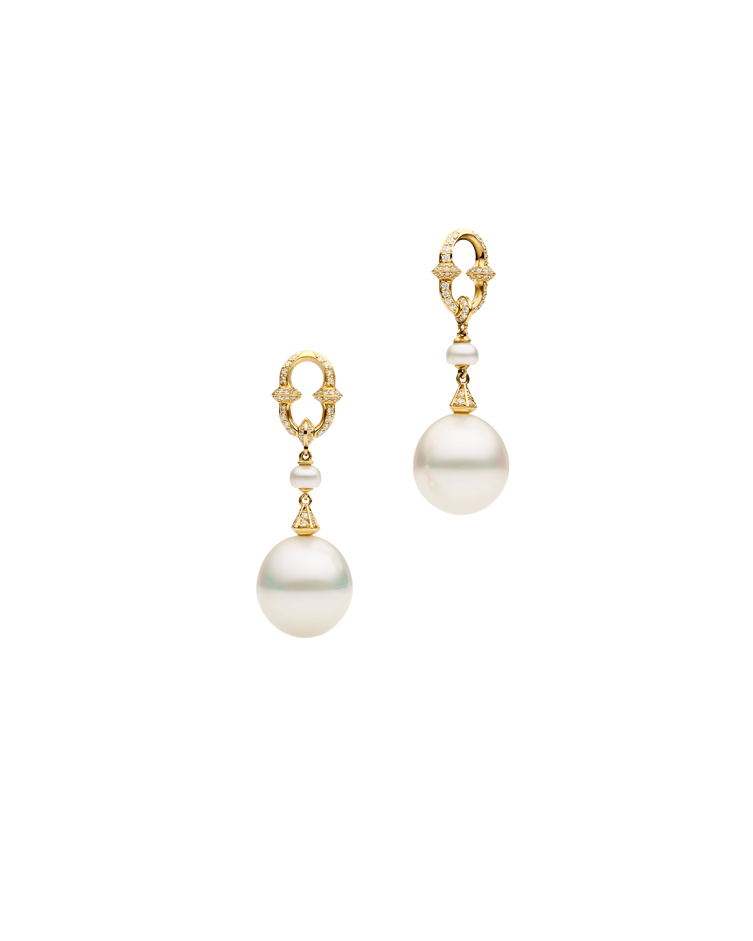 Diamond Anchor Link Pearl Earrings D24AE60YPD13 2