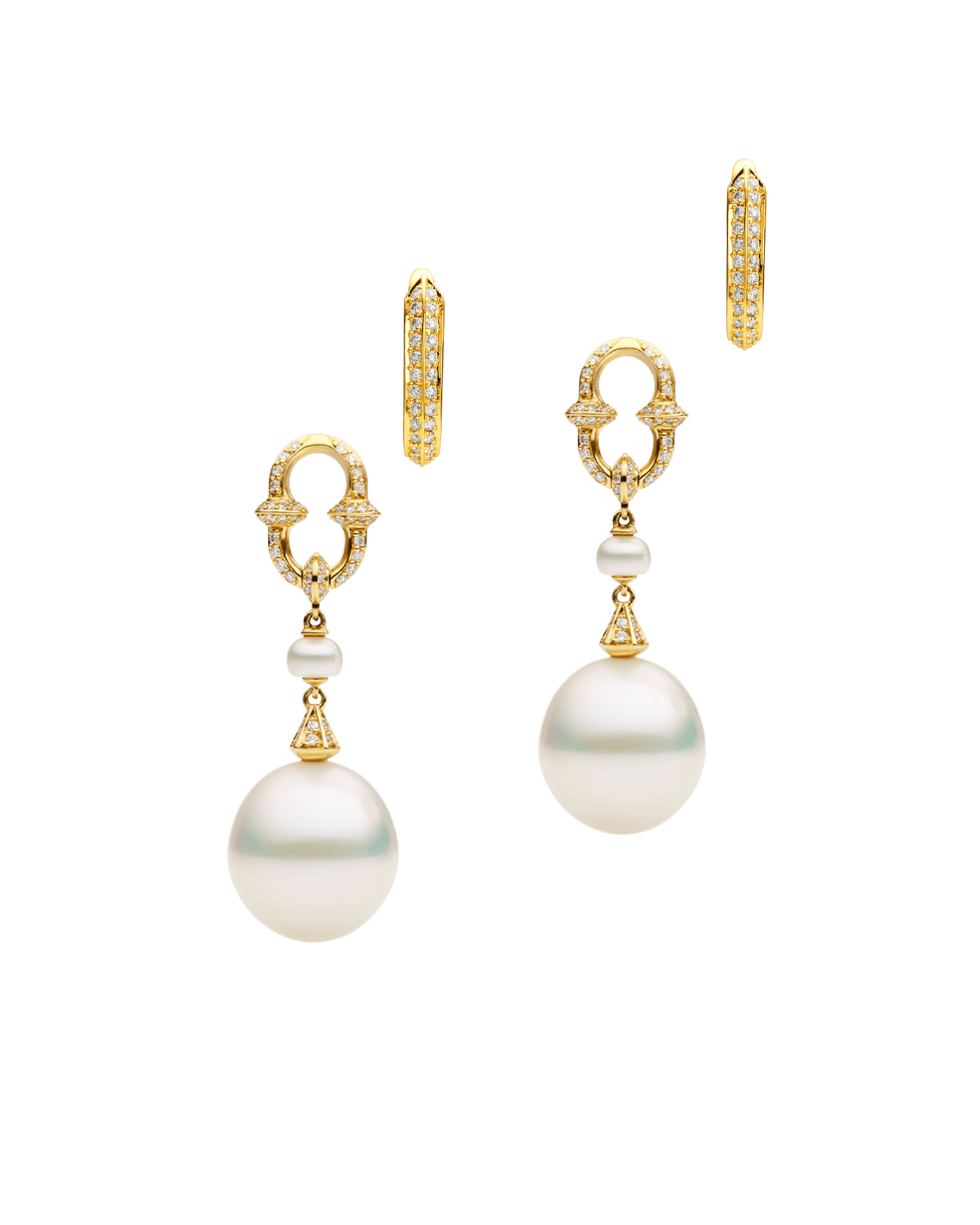 Diamond Keel Edge Pearls My Way Earrings with Diamond Anchor Link Pearl earring Enhancers Yellow Gold DD24E6024YPD13 3