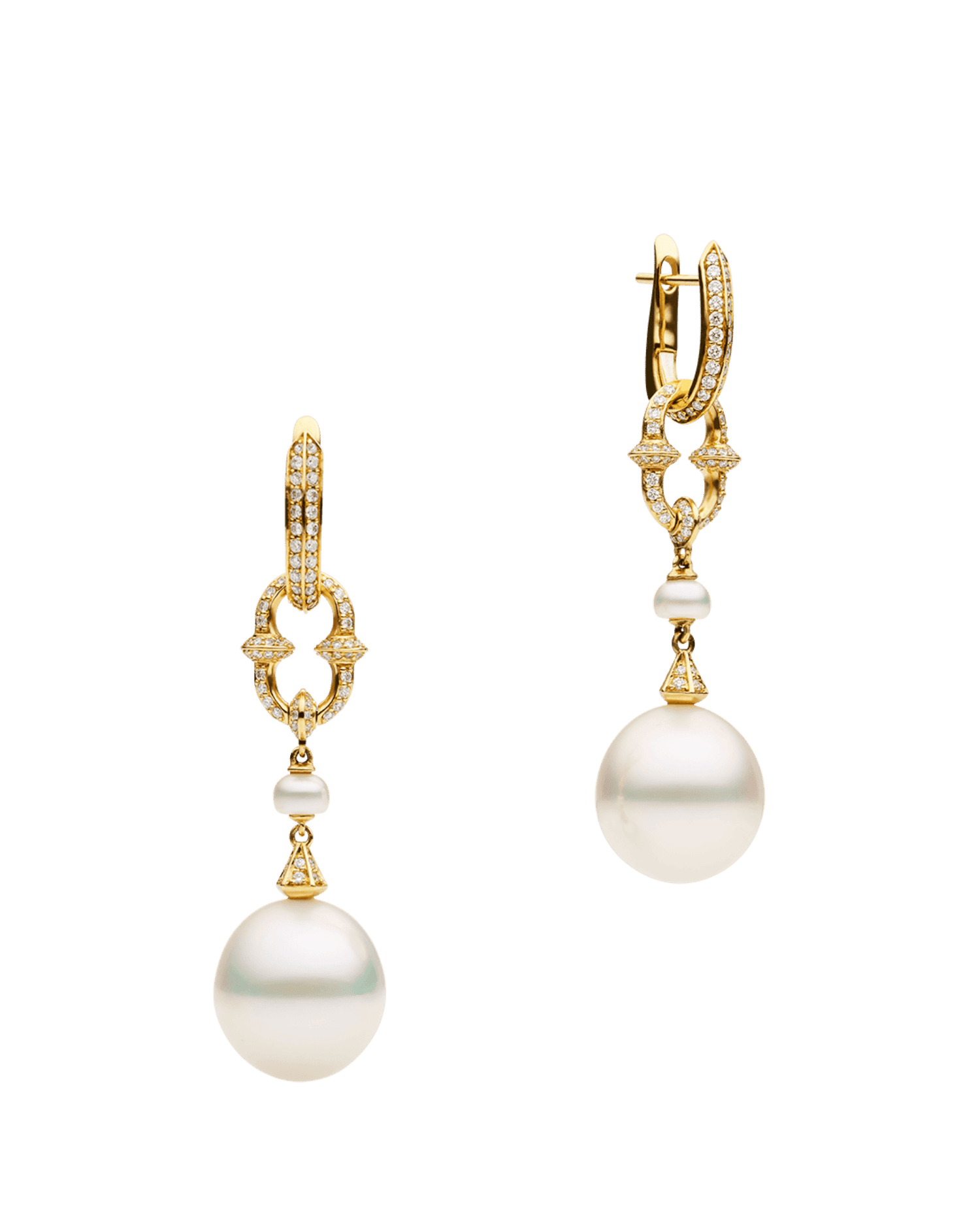 Diamond Keel Edge Pearls My Way Earrings with Diamond Anchor Link Pearl earring Enhancers Yellow Gold DD24E6024YPD13 1