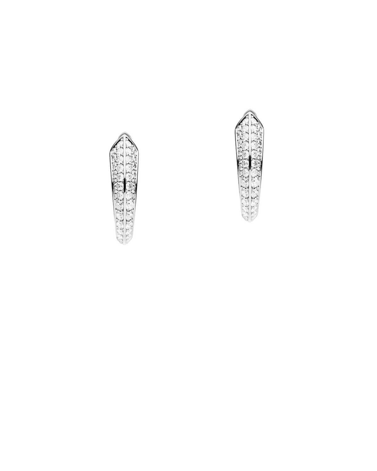 Diamond Keel Edge Medium Hoop Earrings | Diamonds and White Gold