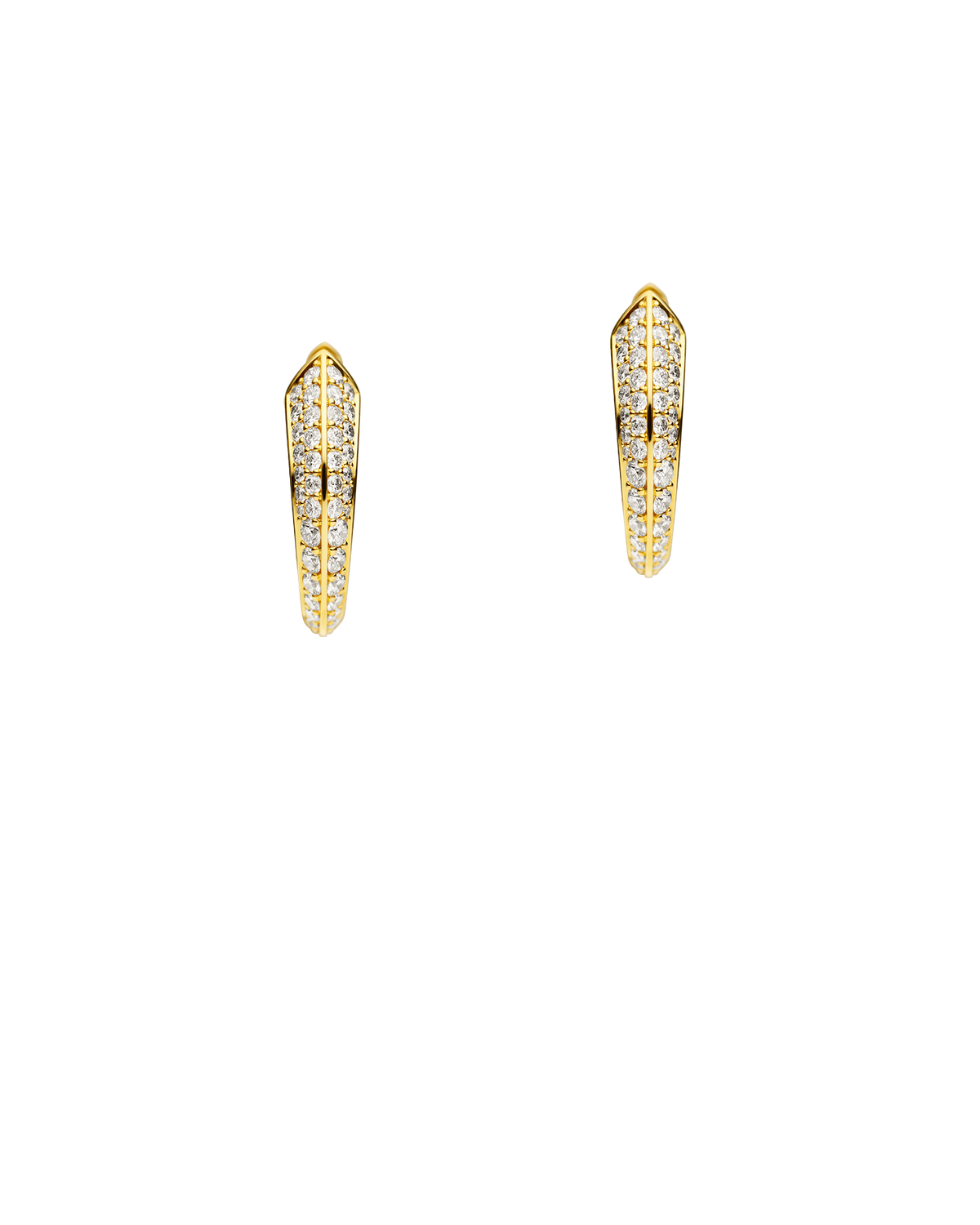Diamond Keel Edge Medium Hoop Earrings | Diamonds and Yellow Gold