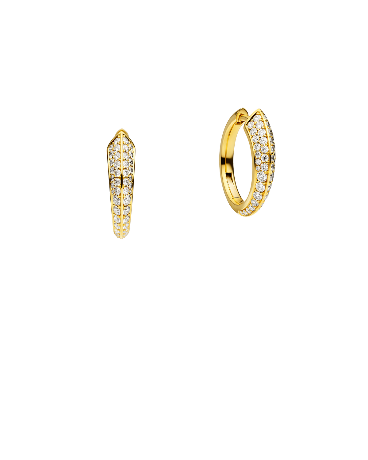 Diamond Keel Edge Medium Hoop Earrings | Diamonds and Yellow Gold