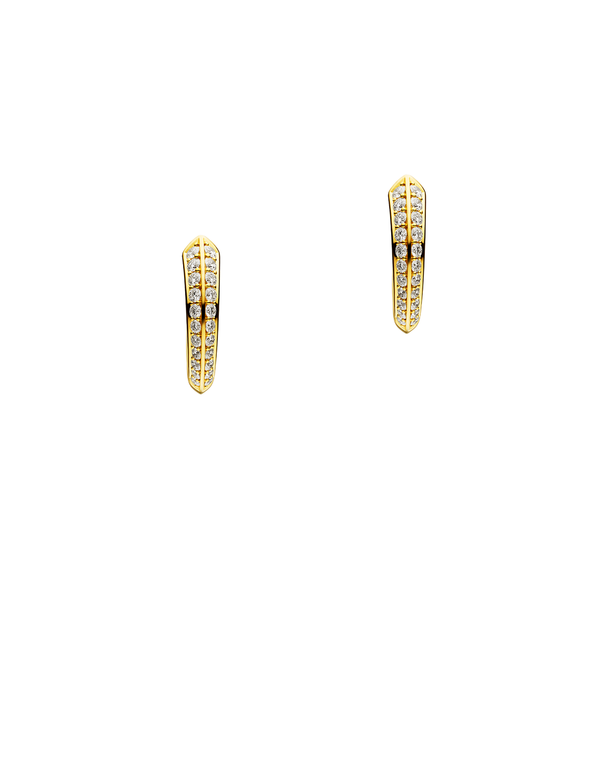 Diamond Keel Edge Small Hoop Earrings | Diamonds and Yellow Gold