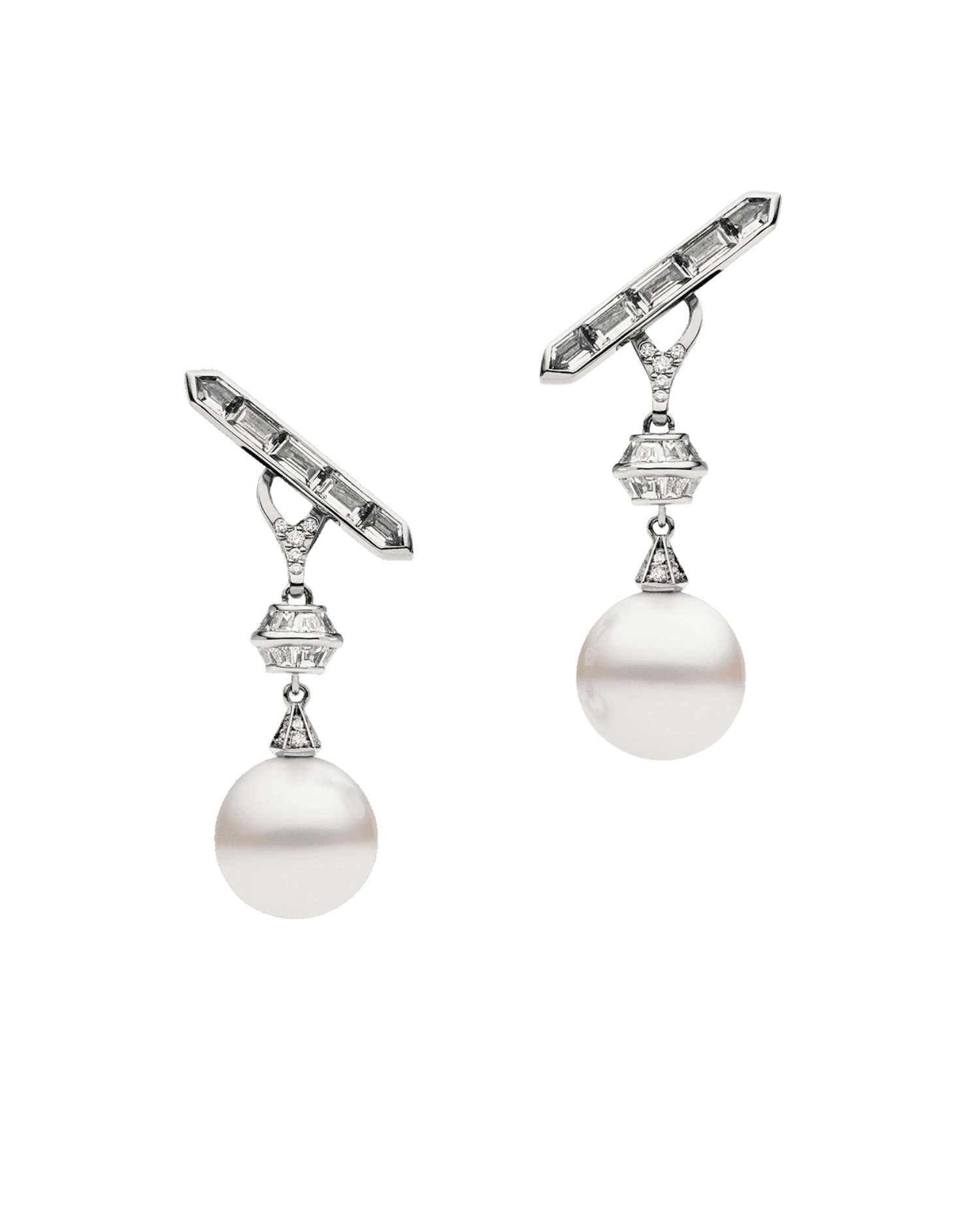 Diamond Bollard Studs with Diamond Sea Buoy Pearl Earring Enhancers White Gold DH24E52WPS12