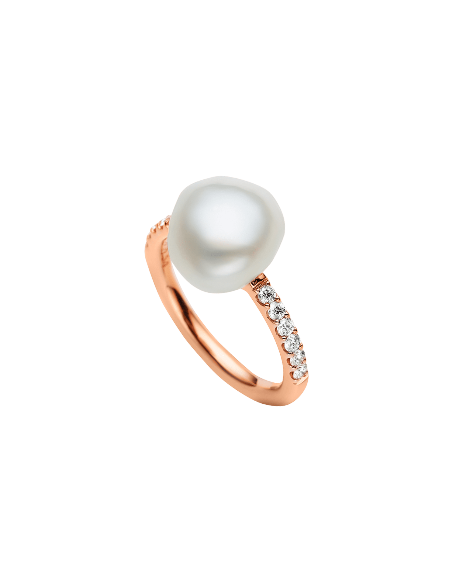 Eternity Pearl Ring | 10mm Keshi Pearl, Diamonds, and Rose Gold 1