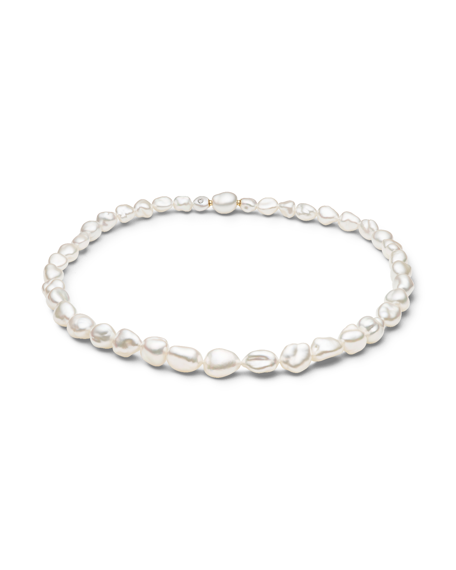 Paspaley Keshi Pearl Choker Strand Necklace | 7-10mm Keshi Baroque Pearls and Diamond