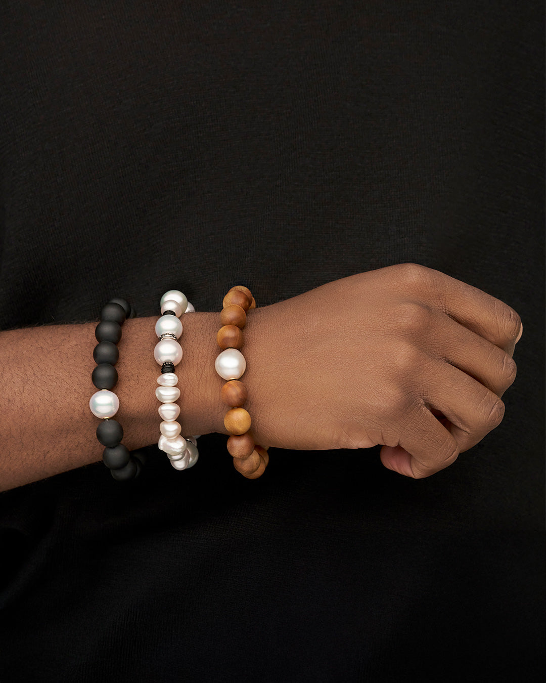 Diver Pearl Strand Bracelet | 6-12mm Pearls, Black Spinel, and White Gold