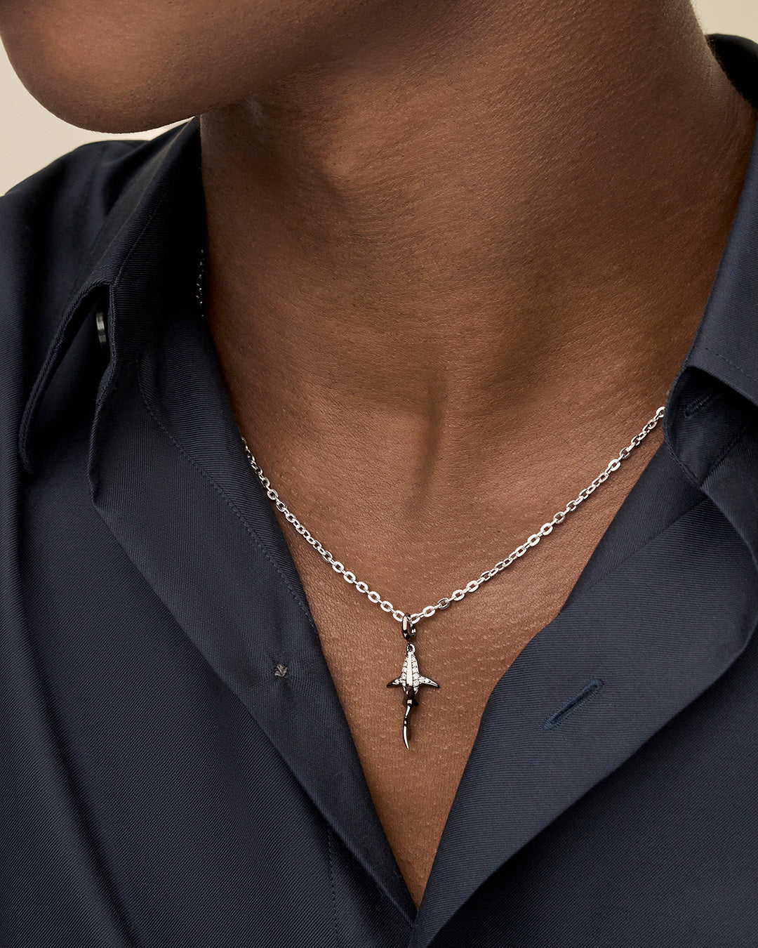 Shark Pendant | Diamond, Palladium, and White Gold