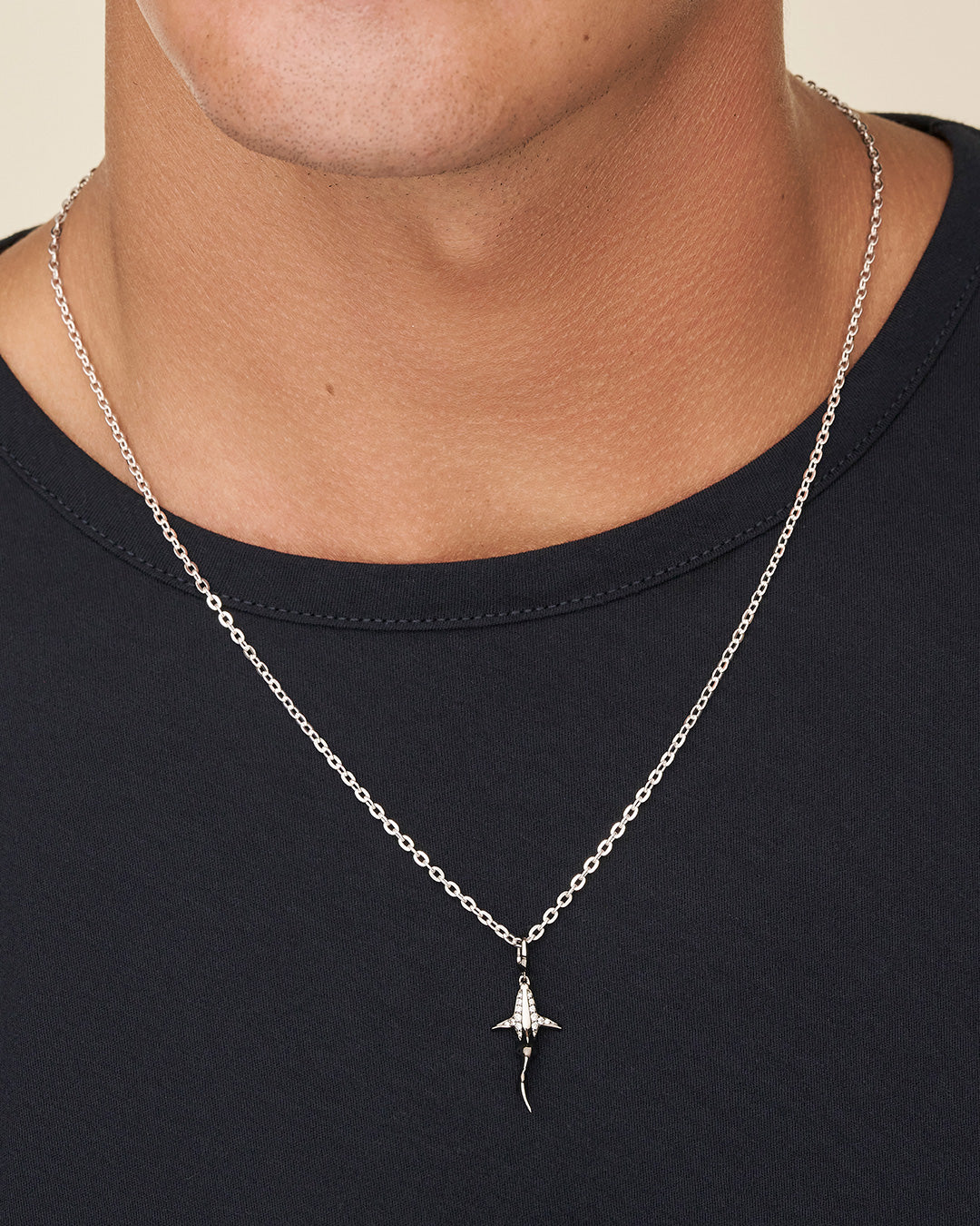 Shark Pendant | Diamond, Palladium, and White Gold