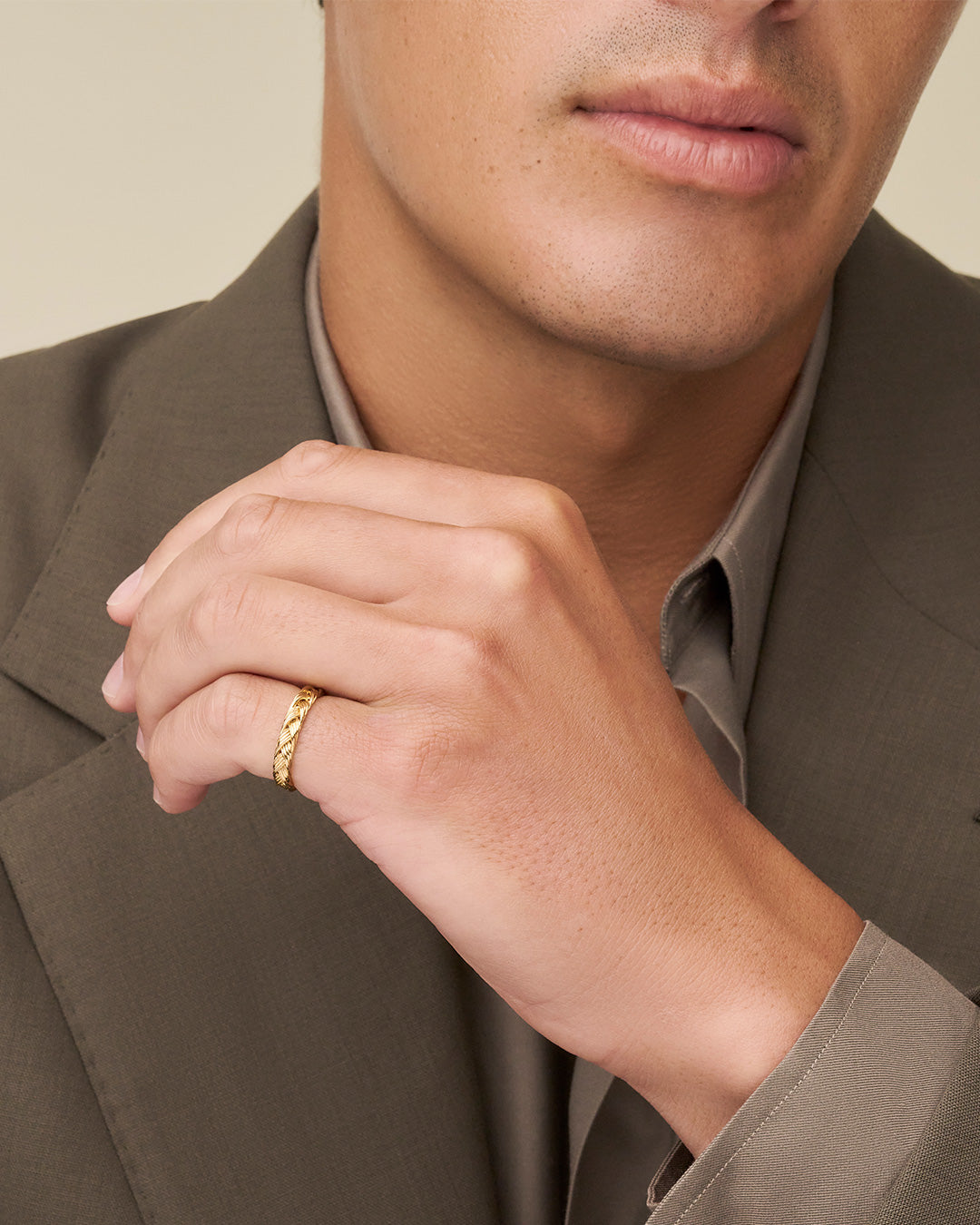 Paspaley Mens Grande Pandanus Ring Yellow Gold de22r42y