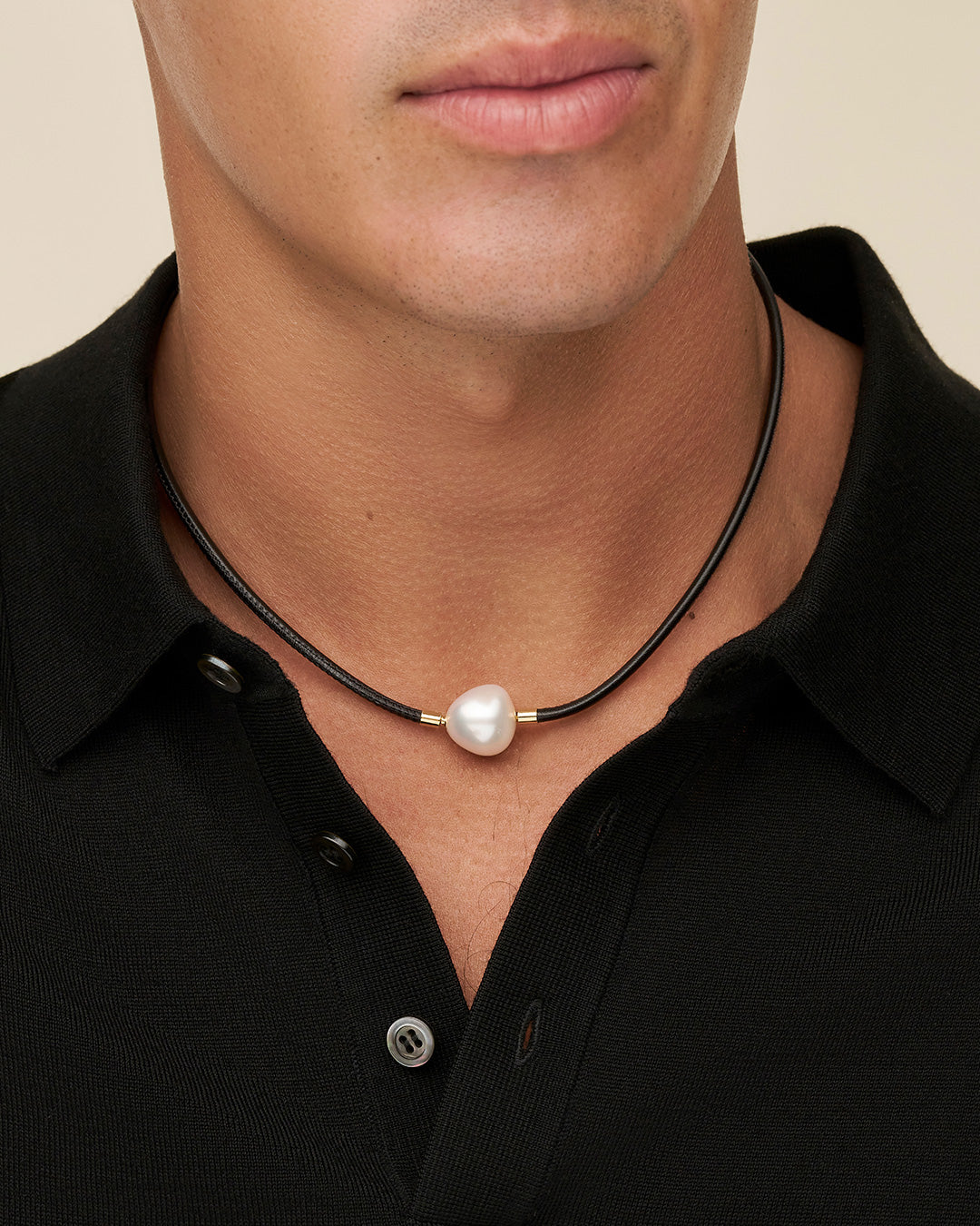 Paspaley Mens Leather And Pearl Necklace C18c51ky42q15 001