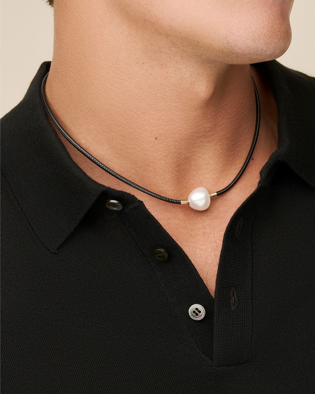 Paspaley Mens Leather And Pearl Necklace C18c51ky42q15 003