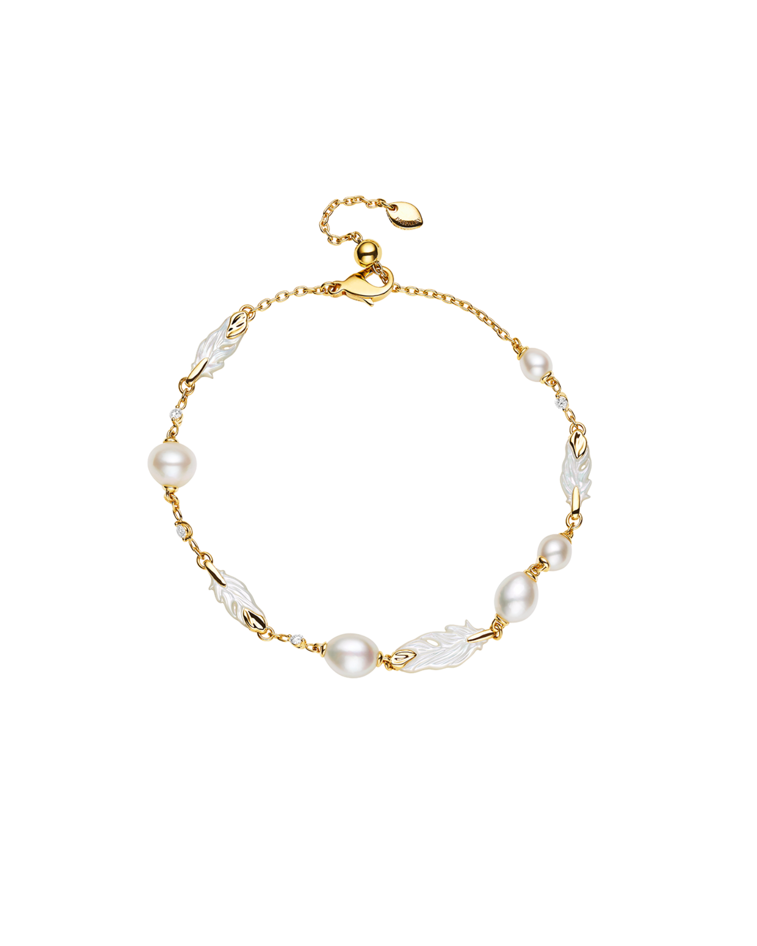 Feather Pearl Bracelet | Keshi Pearls, Diamonds, and Yellow Gold
