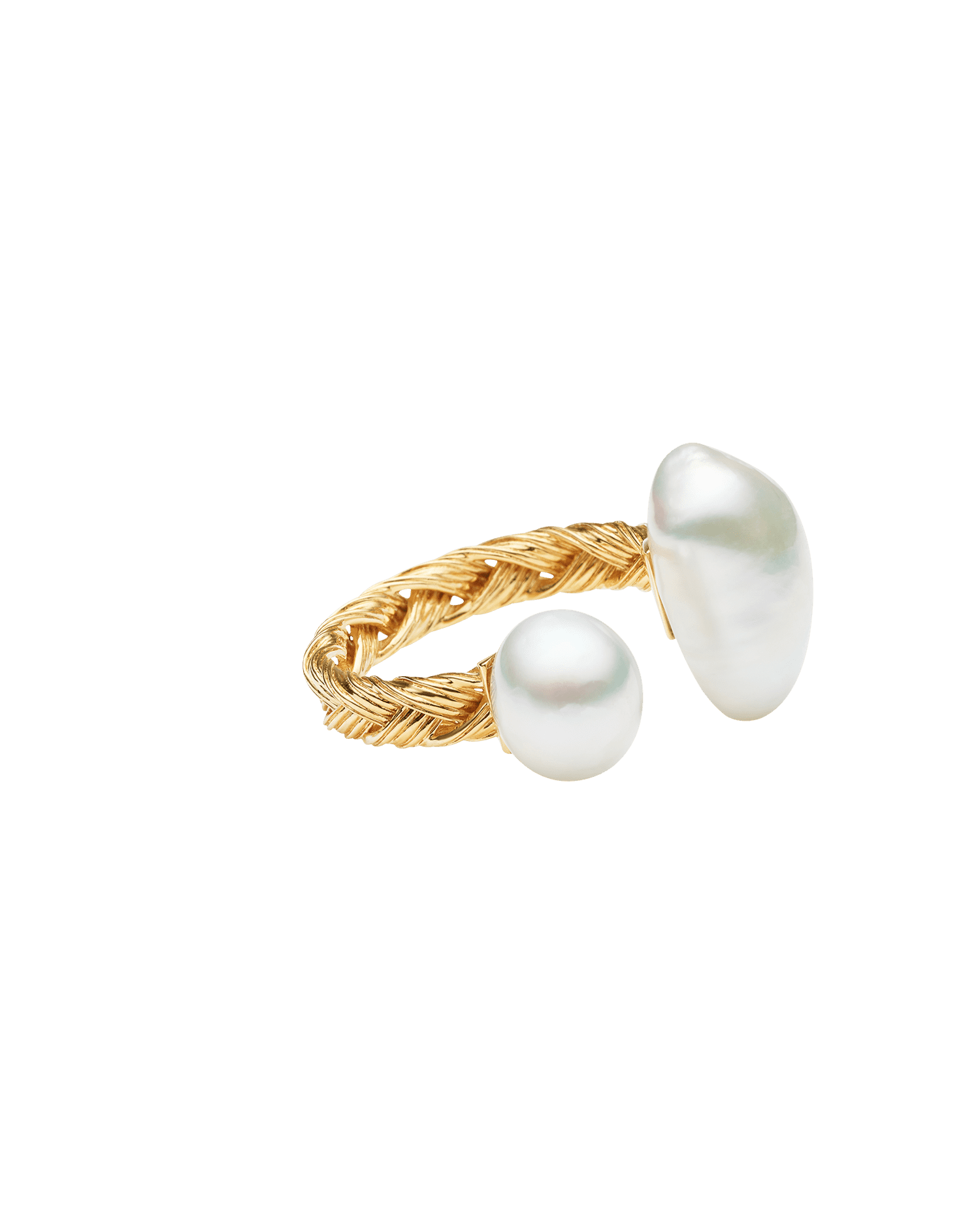 Pandanus Double Keshi Pearl Ring | 8-10mm Keshi Pearls and Yellow Gold 1