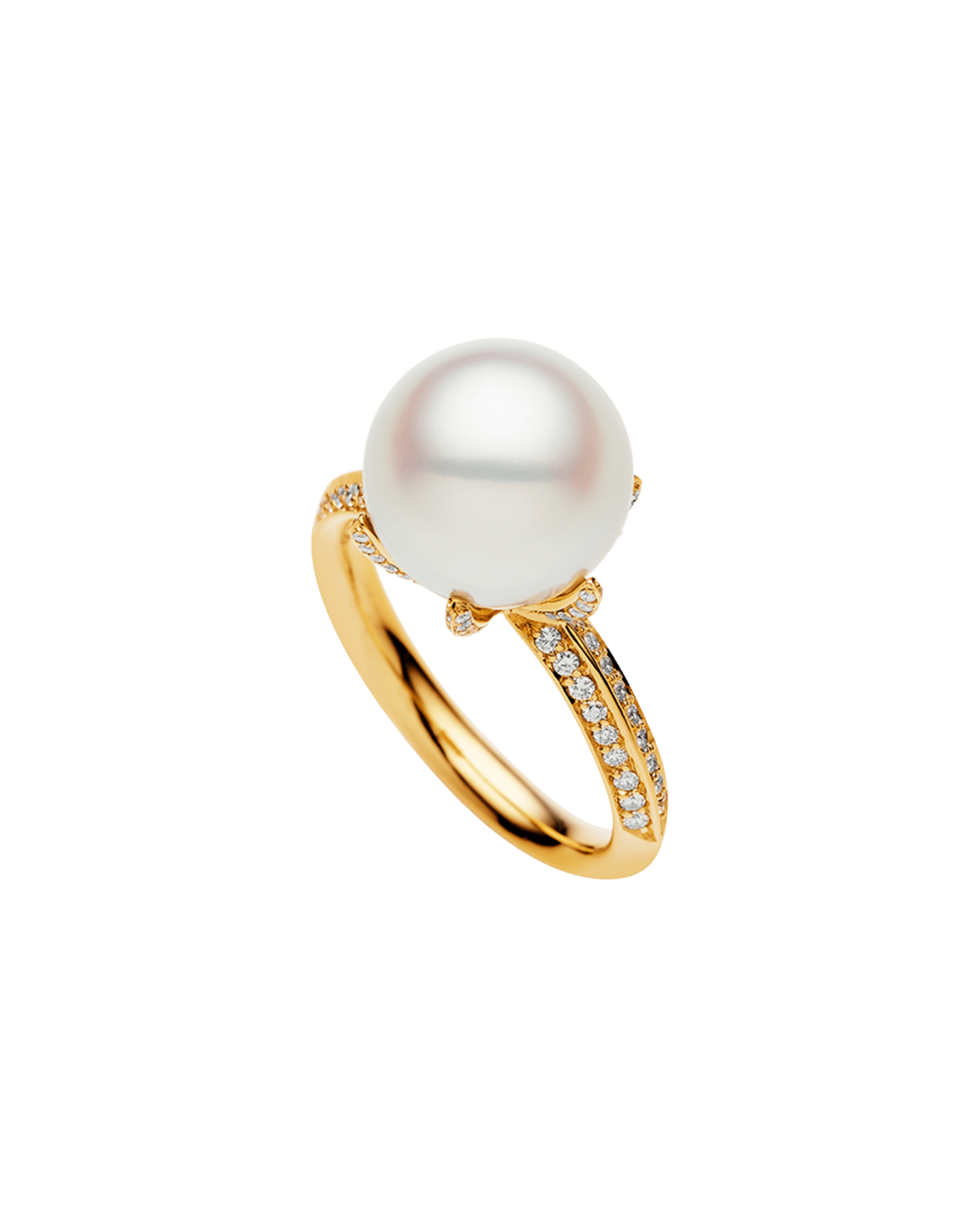 Rockpool Pearl Ring | 11mm Round Pearl, Diamonds, and Yellow Gold 1