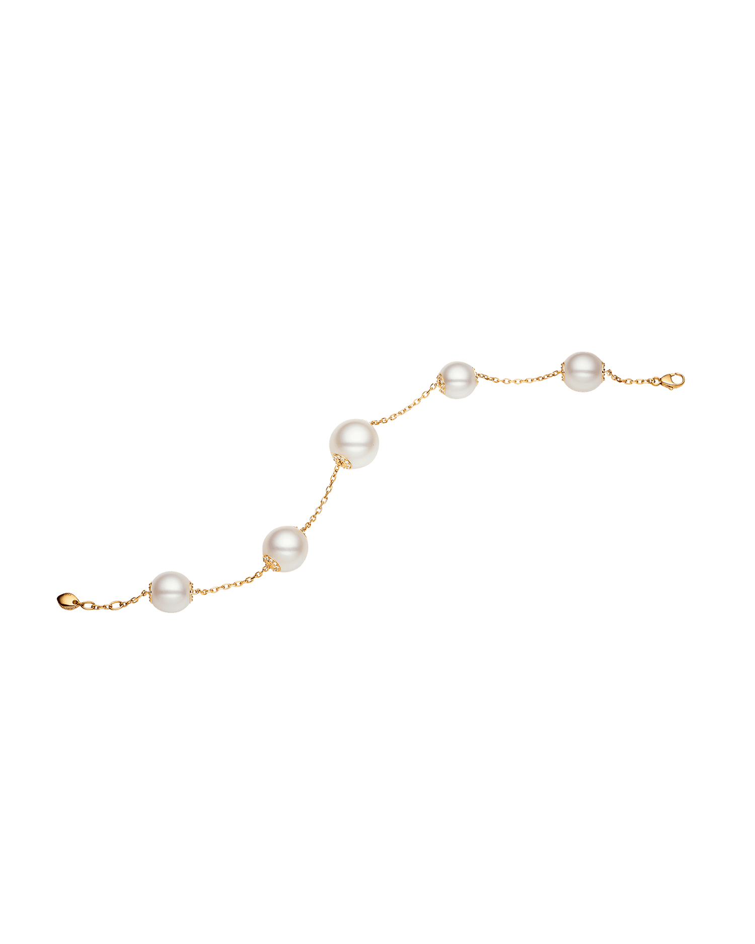 Diamond Touchstone Pearl Bracelet | 10-12mm Oval Pearls, Diamonds, and Yellow Gold 3