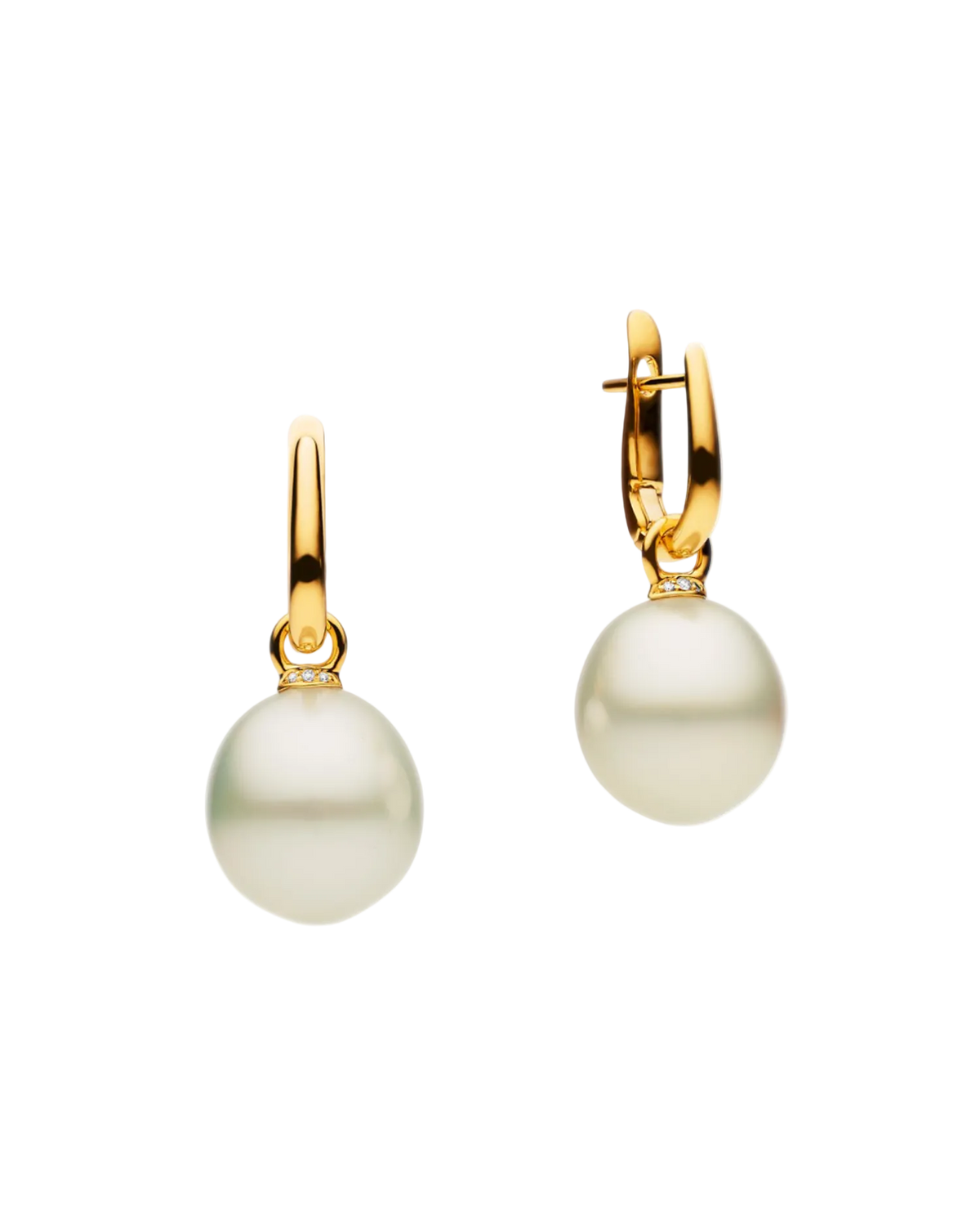 Pearls My Way Earrings | 13mm Oval Pearls, Diamonds, and Yellow Gold