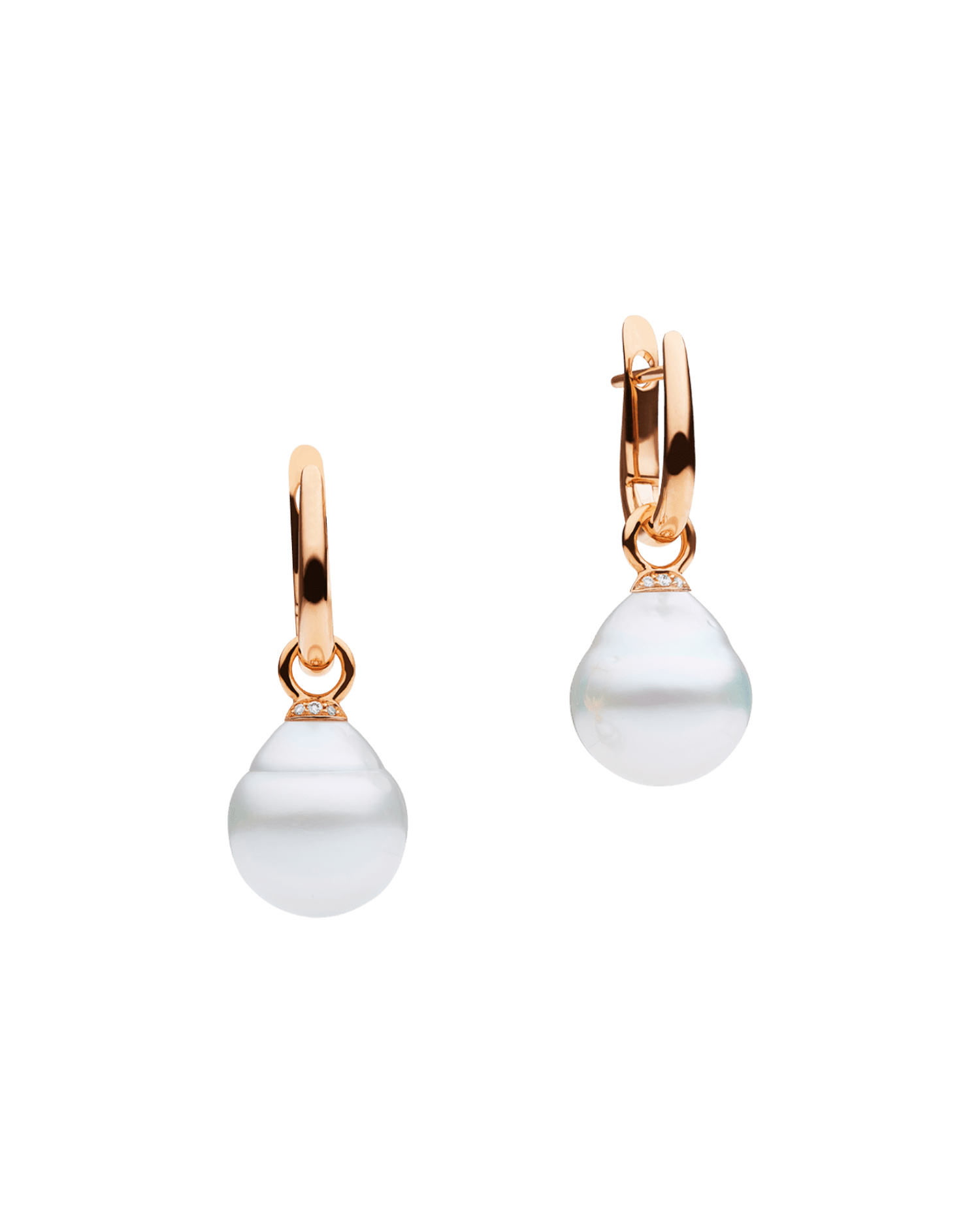 Pearls My Way Pearl Earrings | 12mm Circle Pearl, Diamonds, and Rose Gold 1