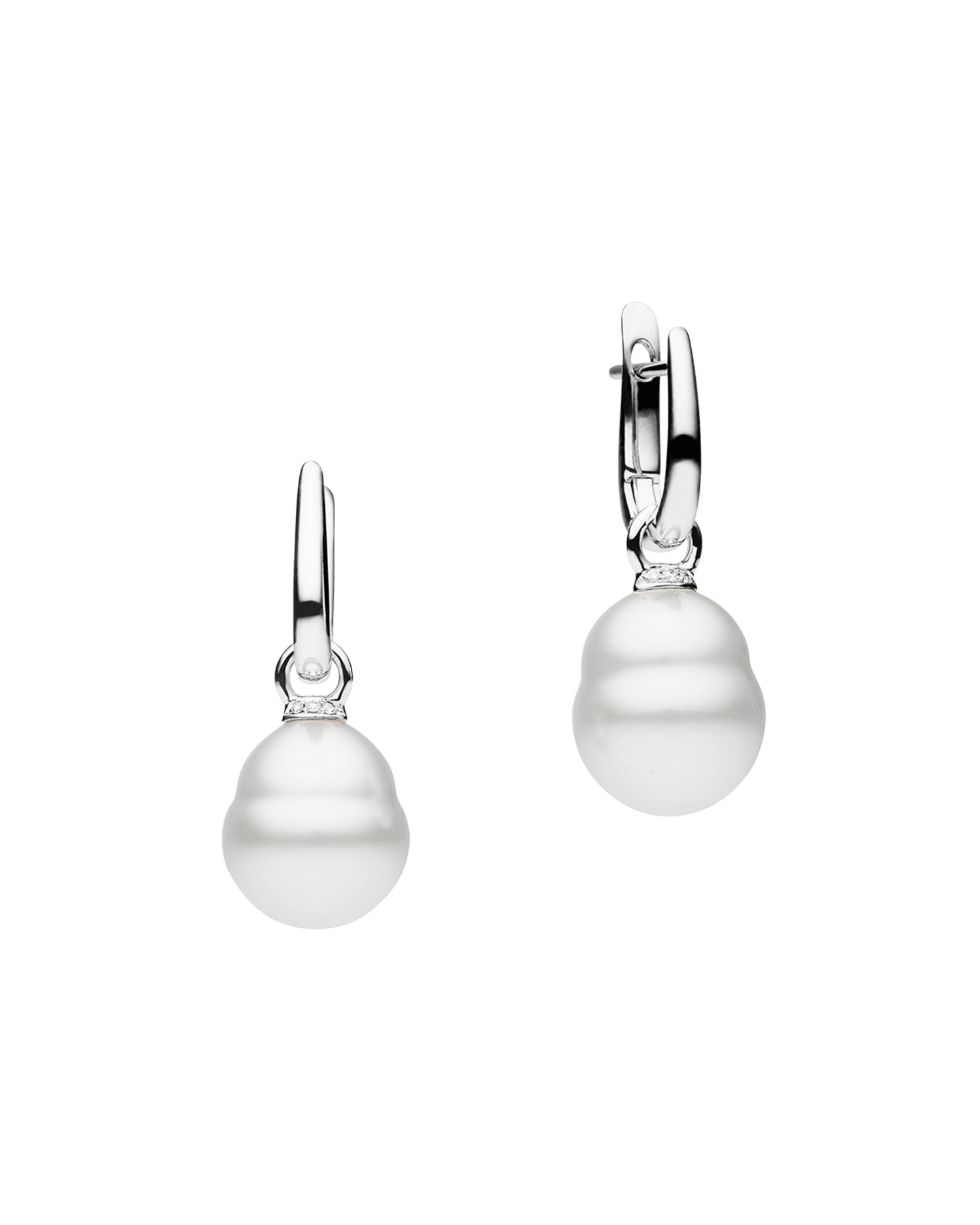 Pearls My Way Pearl Earrings | 12mm Circle Pearl, Diamonds, and White Gold 1