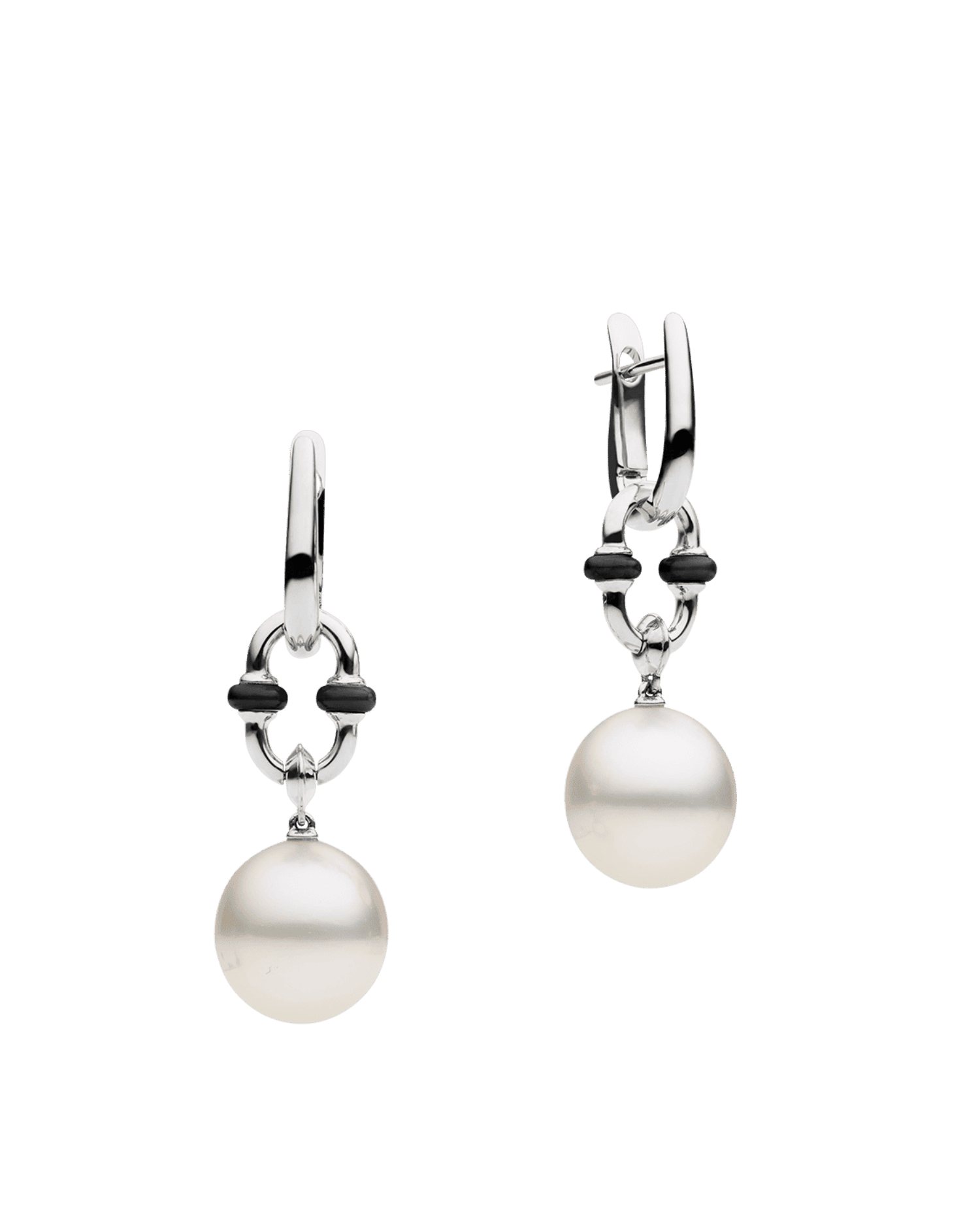 Pearls My Way Earrings with Black Spinel Anchor Link Pearl Earring Enhancers White Gold D24E6202WPO11 1