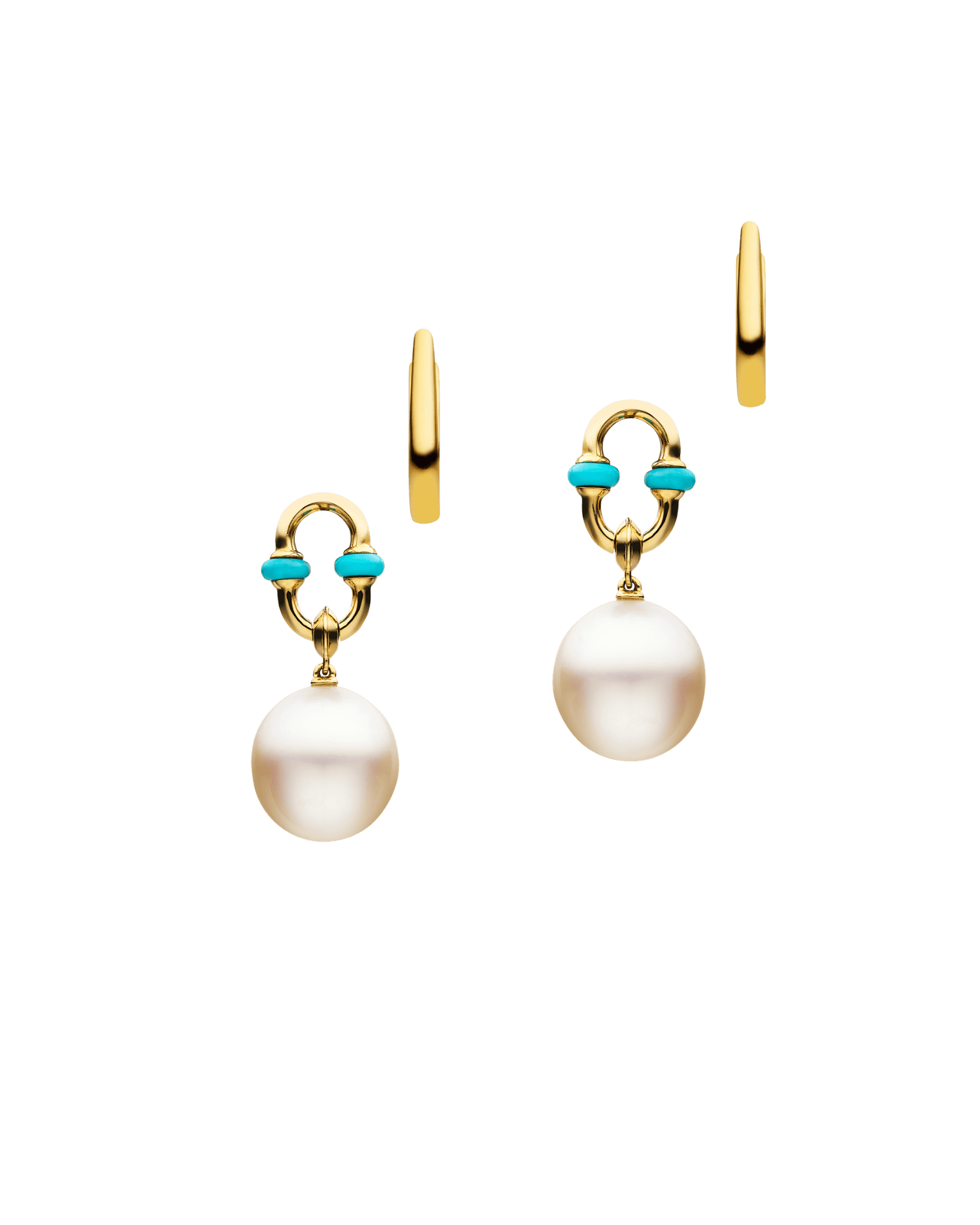 Pearls My Way Earrings with Turquoise Anchor Link Pearl Earring Enhancers Yellow Gold D24E6102YPO11 2