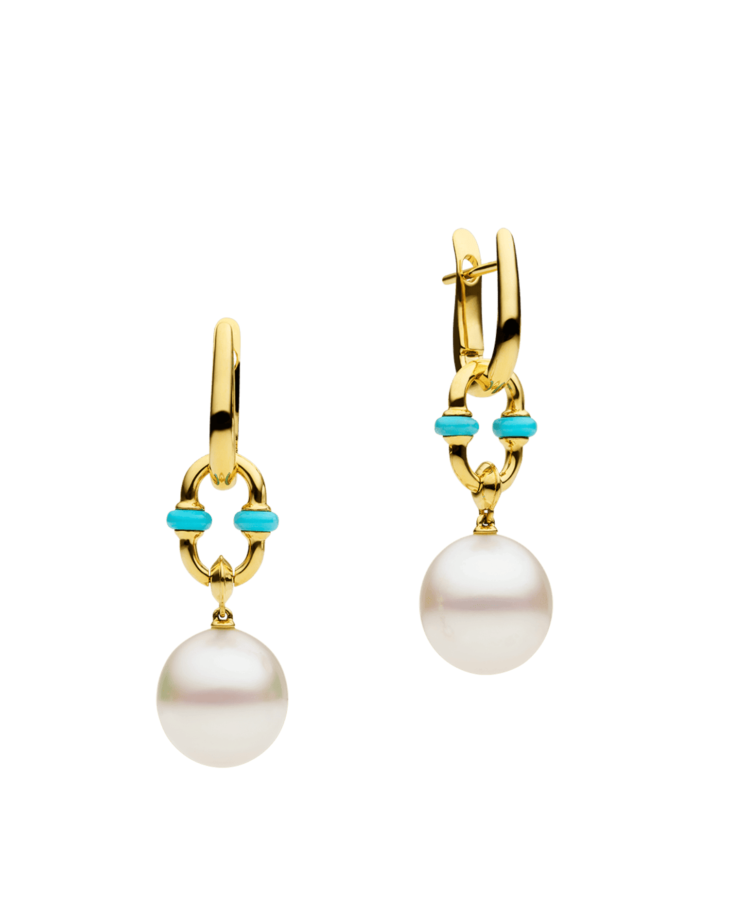 Pearls My Way Earrings with Turquoise Anchor Link Pearl Earring Enhancers Yellow Gold D24E6102YPO11 1