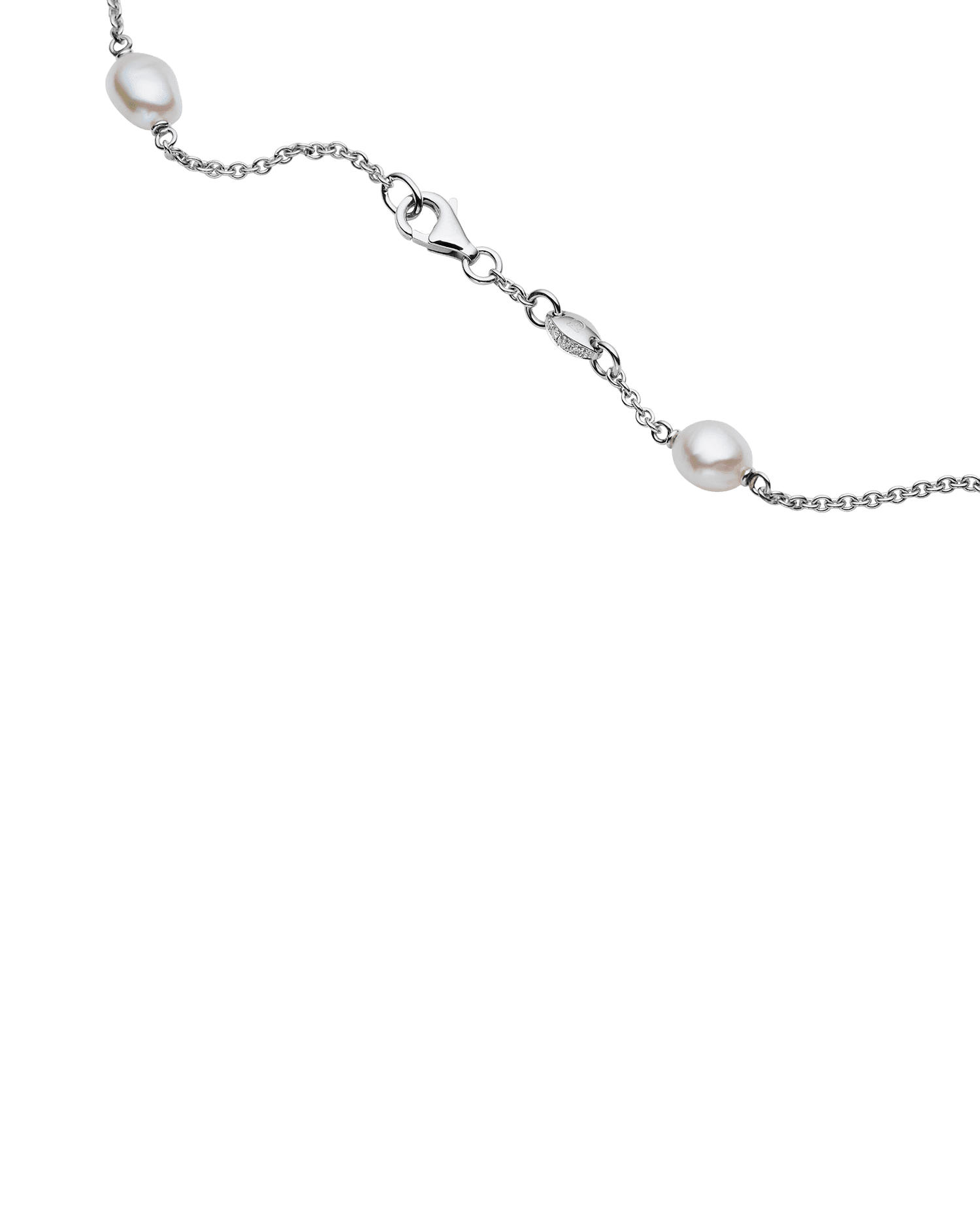 Keshi Pearl Short Chain Necklace | 5mm Keshi Pearls, Diamonds, and White Gold 3