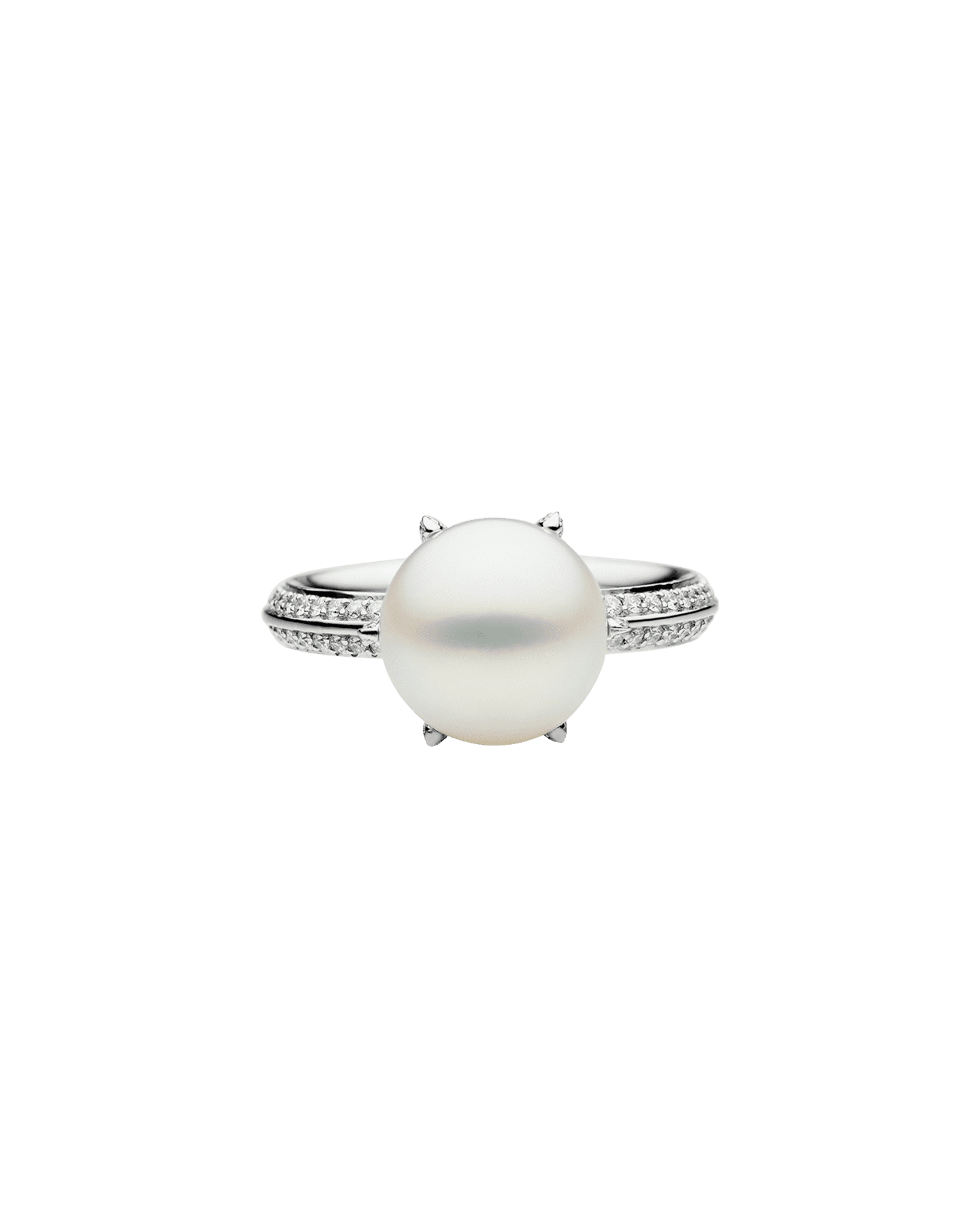 Rockpool Pearl Ring | 11mm Round Pearl, Diamonds, and White Gold 3
