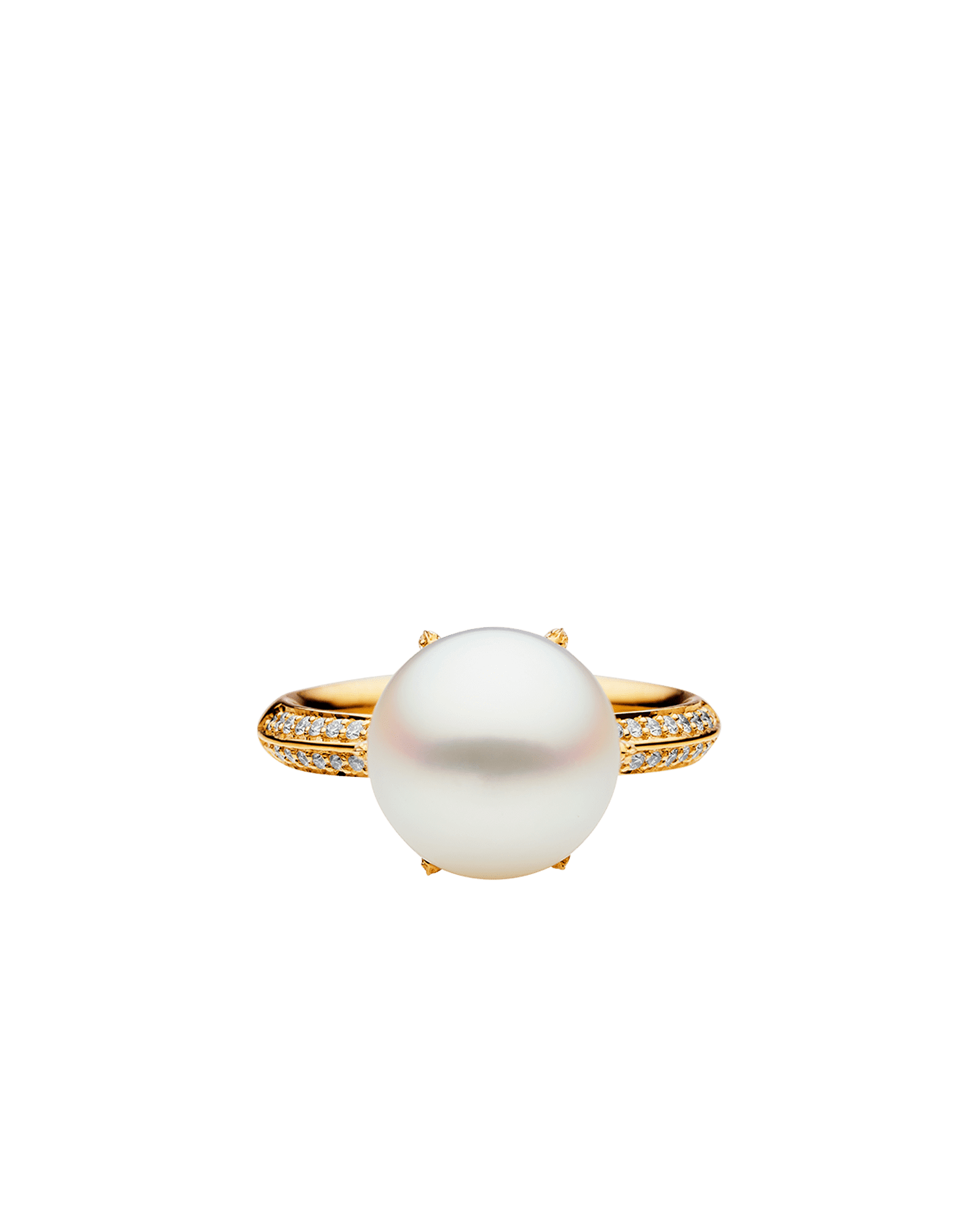 Rockpool Pearl Ring | 11mm Round Pearl, Diamonds, and Yellow Gold 3