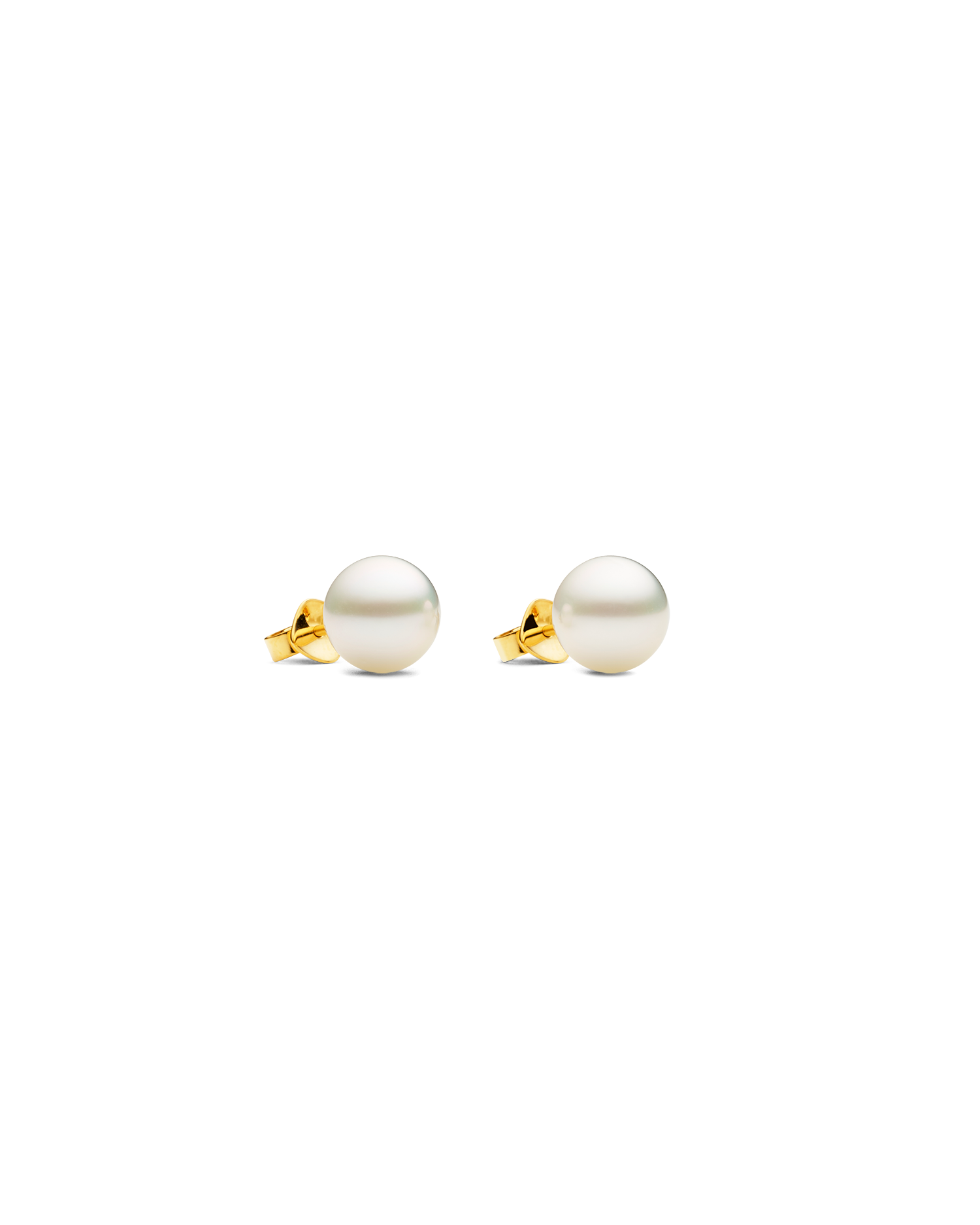 Round Pearl Stud Earrings | Round Pearls and Yellow Gold