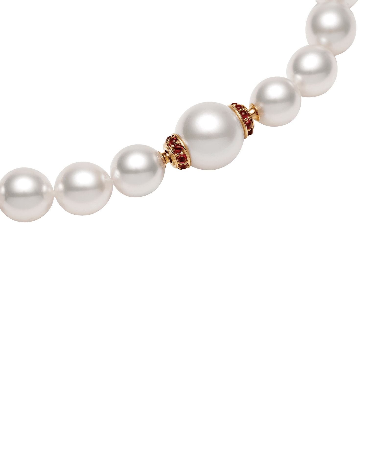 Ruby Rondel Pearl Clasp | 13mm Round Pearl, Rubies and Yellow Gold 2