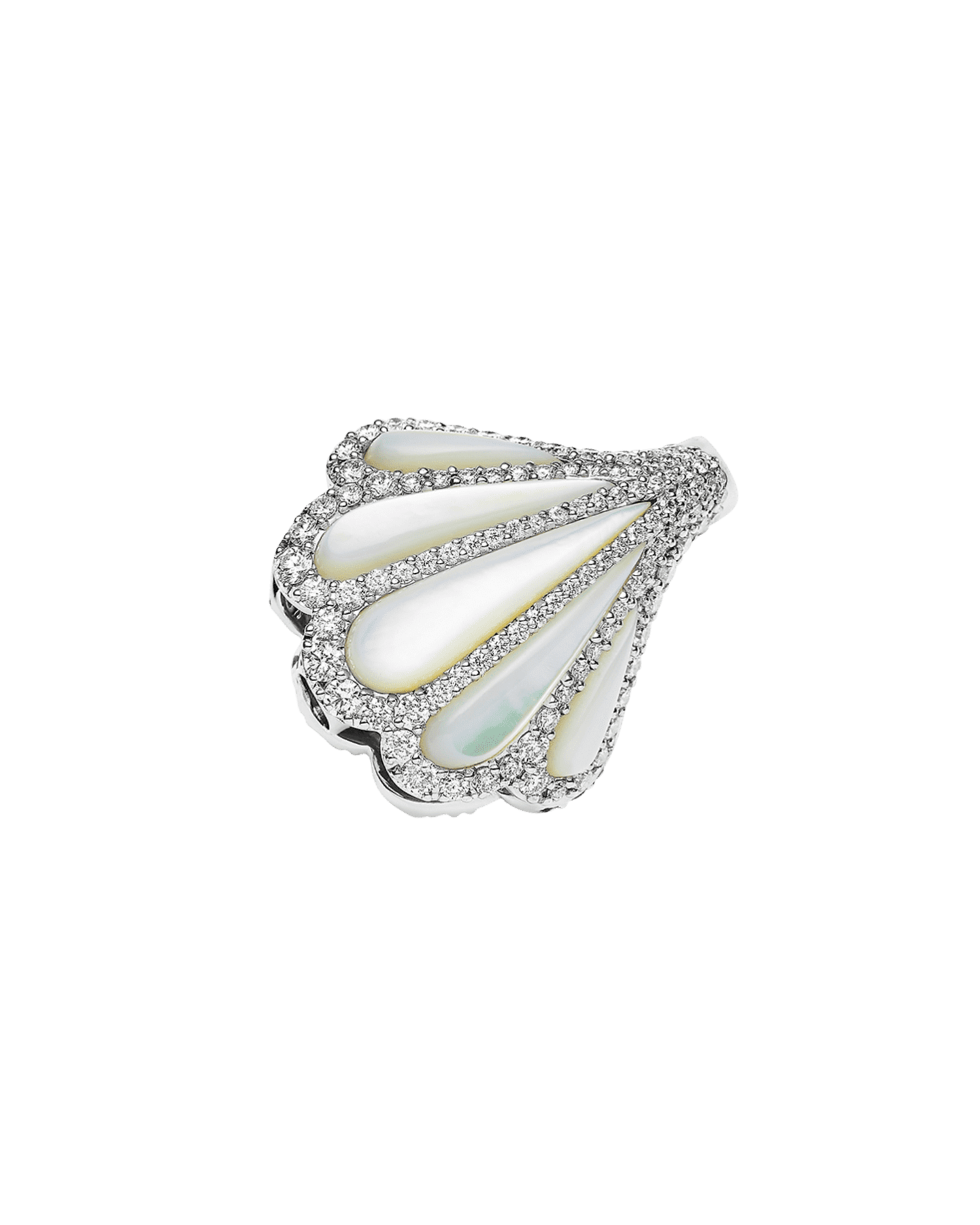Clam Shell Diamond Clasp | Mother of Pearl, Diamonds, and White Gold 1