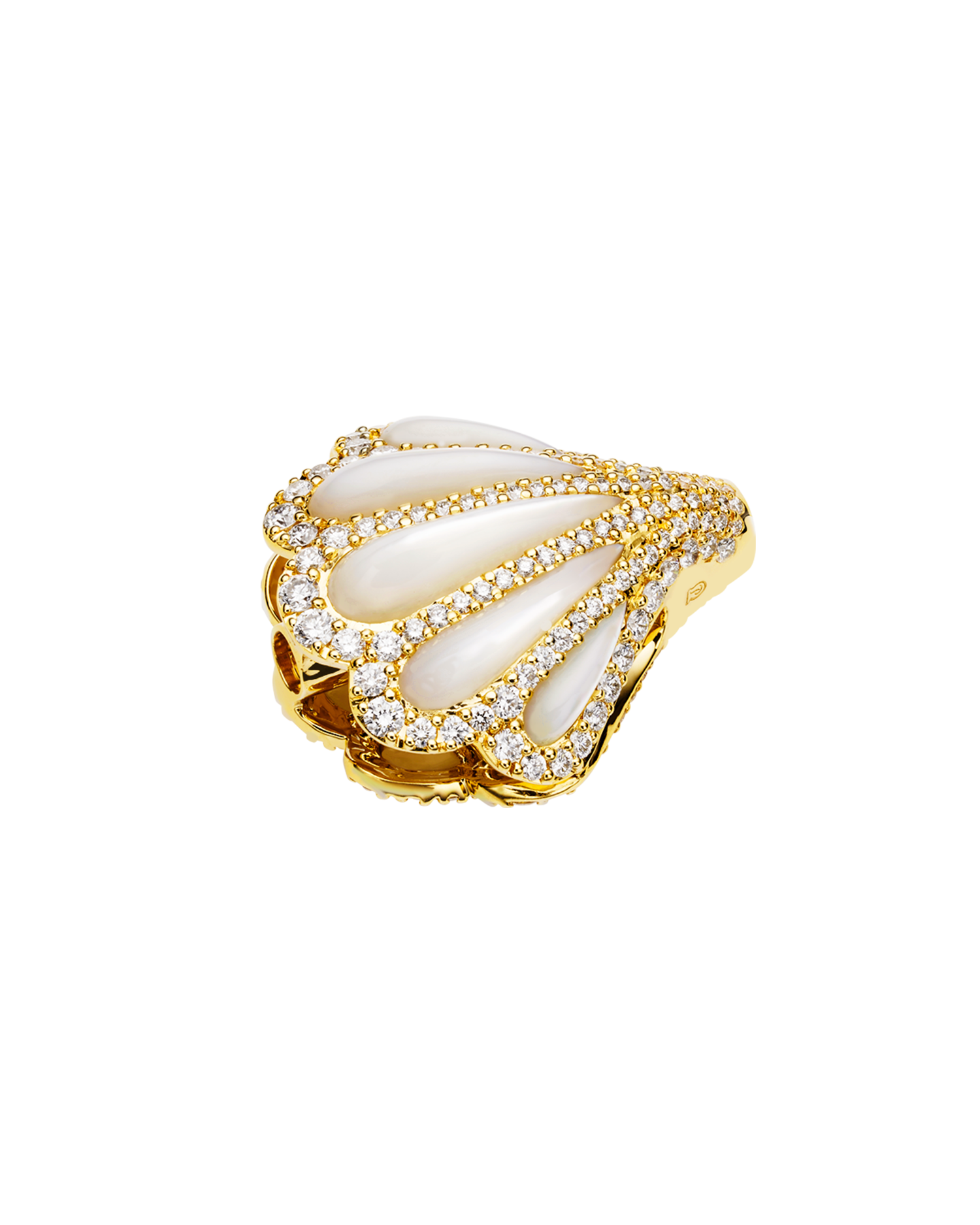Clam Shell Diamond Clasp | Mother of Pearl, Diamonds, and Yellow Gold