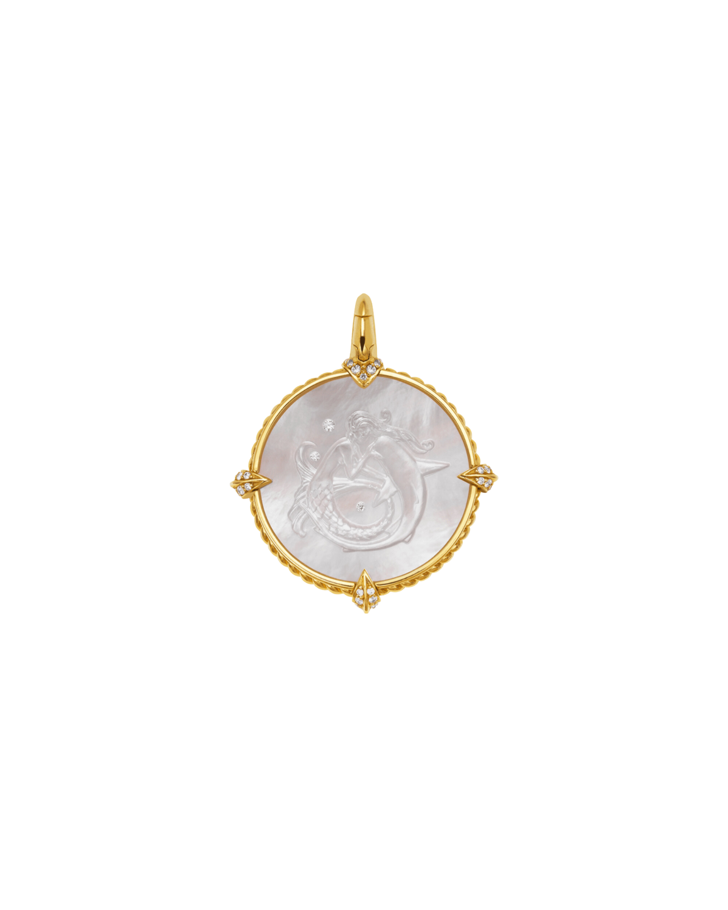 Seascape Coin Charm | Mother of Pearl, Diamond, and Yellow Gold 2