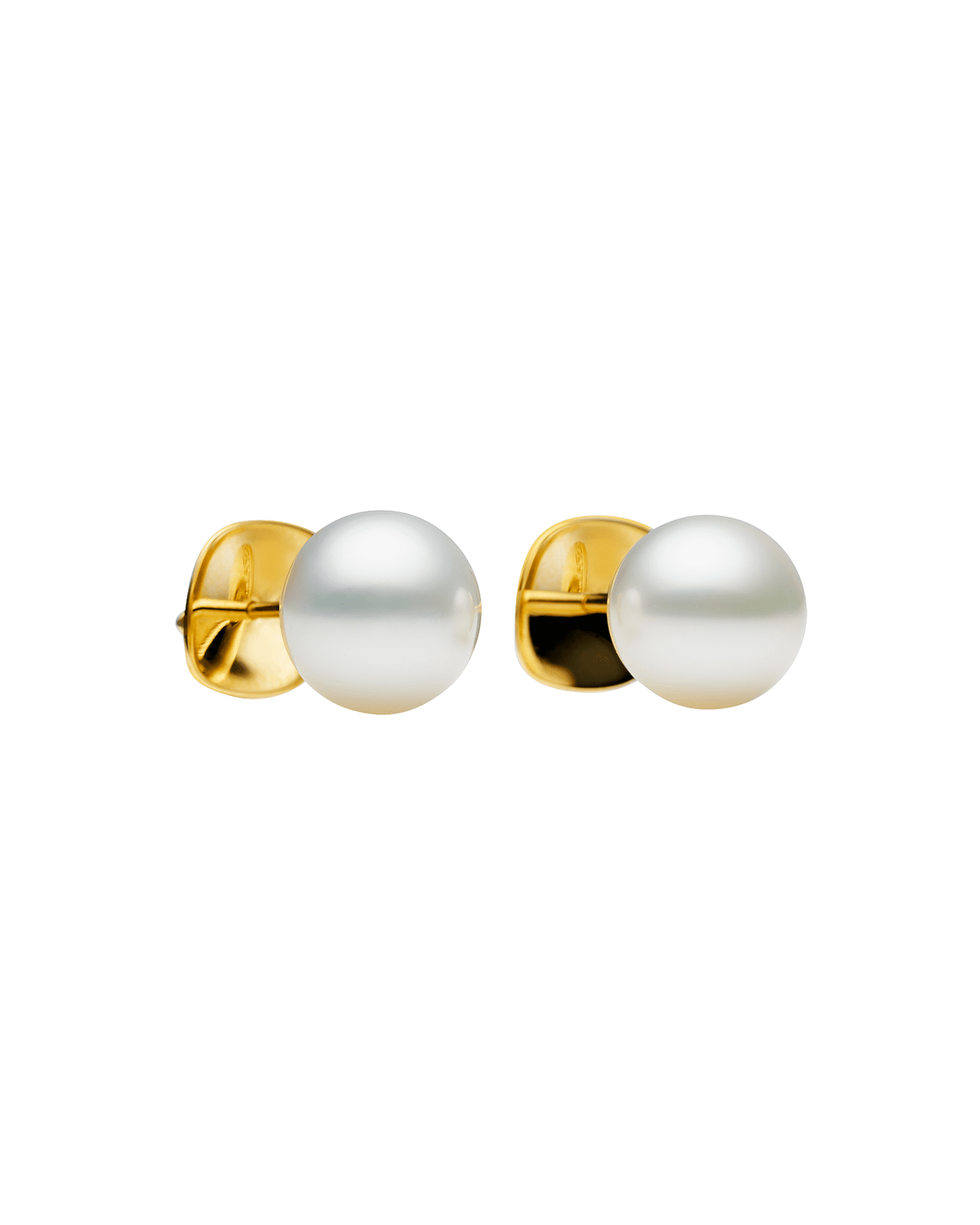 Semi-Round Pearl Stud Earrings | Semi-Round Pearls and Yellow Gold 1