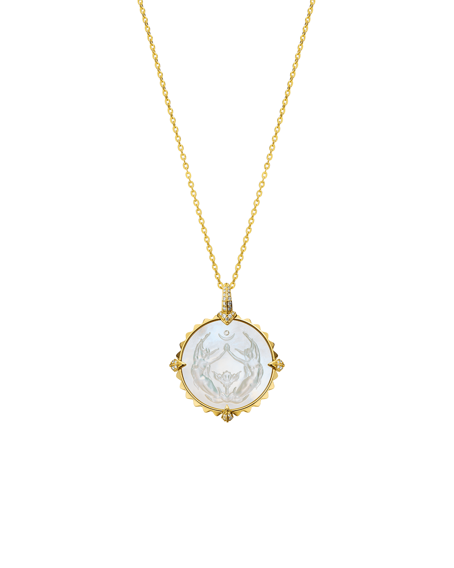Taurus Coin Charm | Mother of Pearl, Diamonds, and Yellow Gold 3
