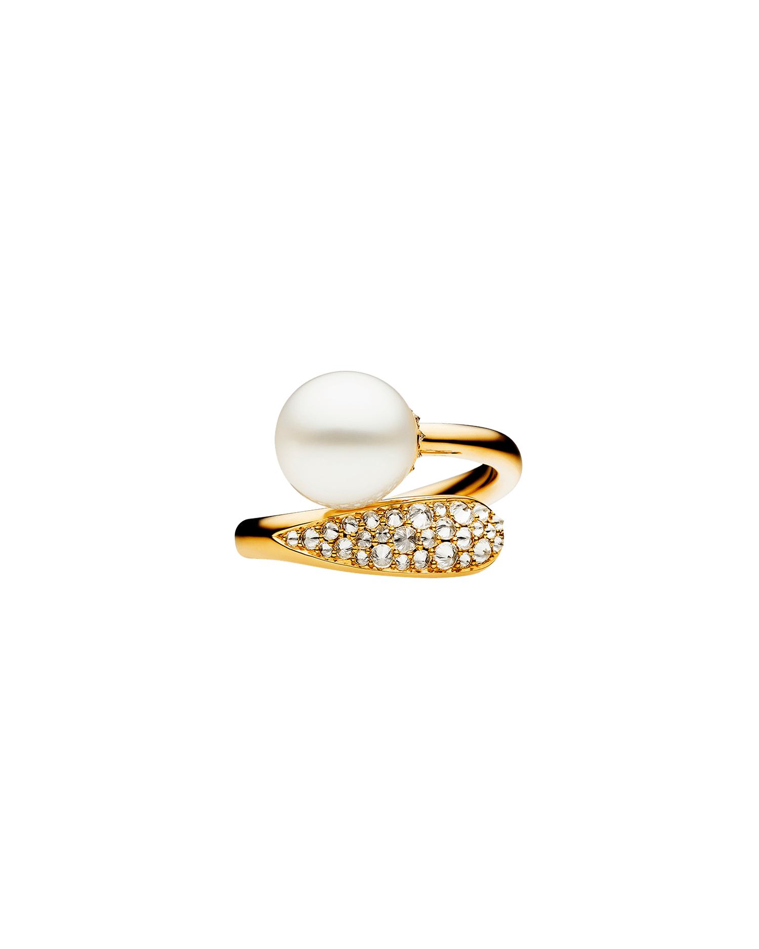 Diamond Touchstone Pearl Ring | 9mm Oval Pearl, Diamonds, and Yellow Gold 3