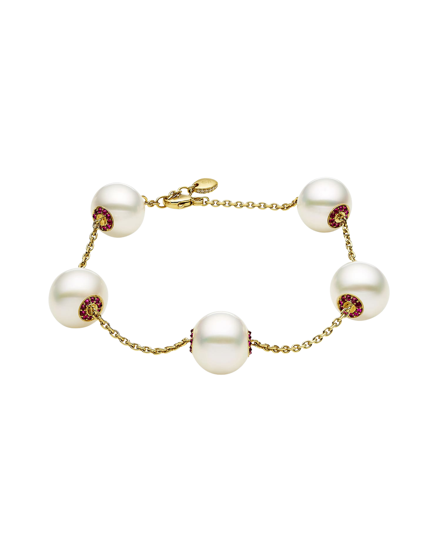 Ruby Touchstone Five Pearl Bracelet in Yellow Gold 2
