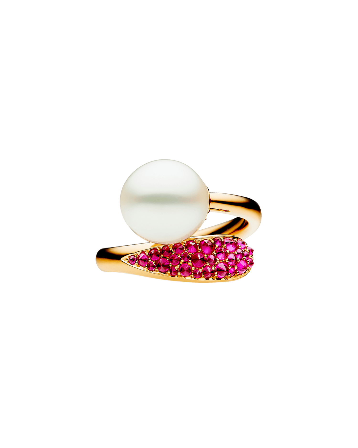 Ruby Touchstone Pearl Ring | 9mm Oval Pearl, Rubies, and Yellow Gold 3