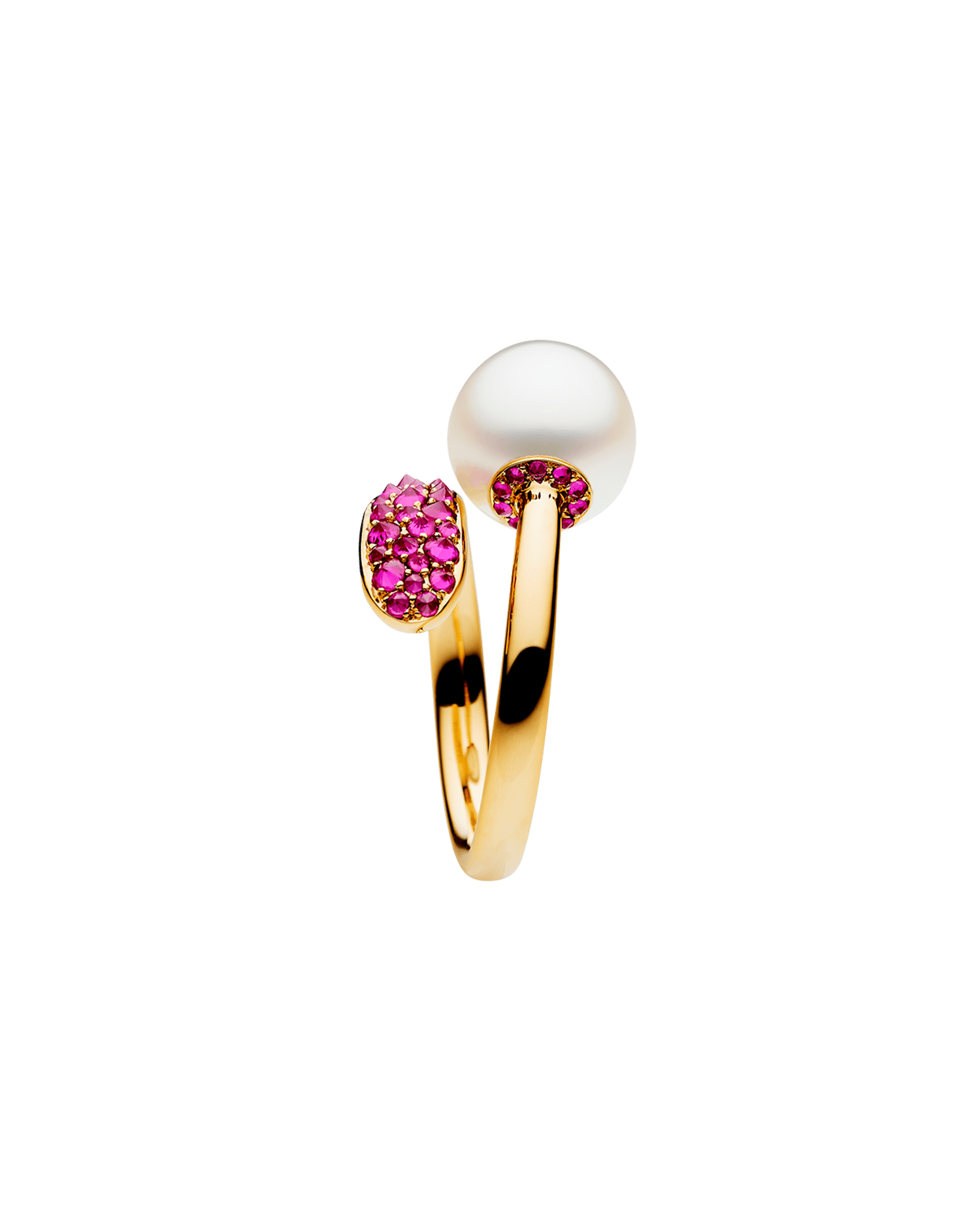 Ruby Touchstone Pearl Ring | 9mm Oval Pearl, Rubies, and Yellow Gold 2