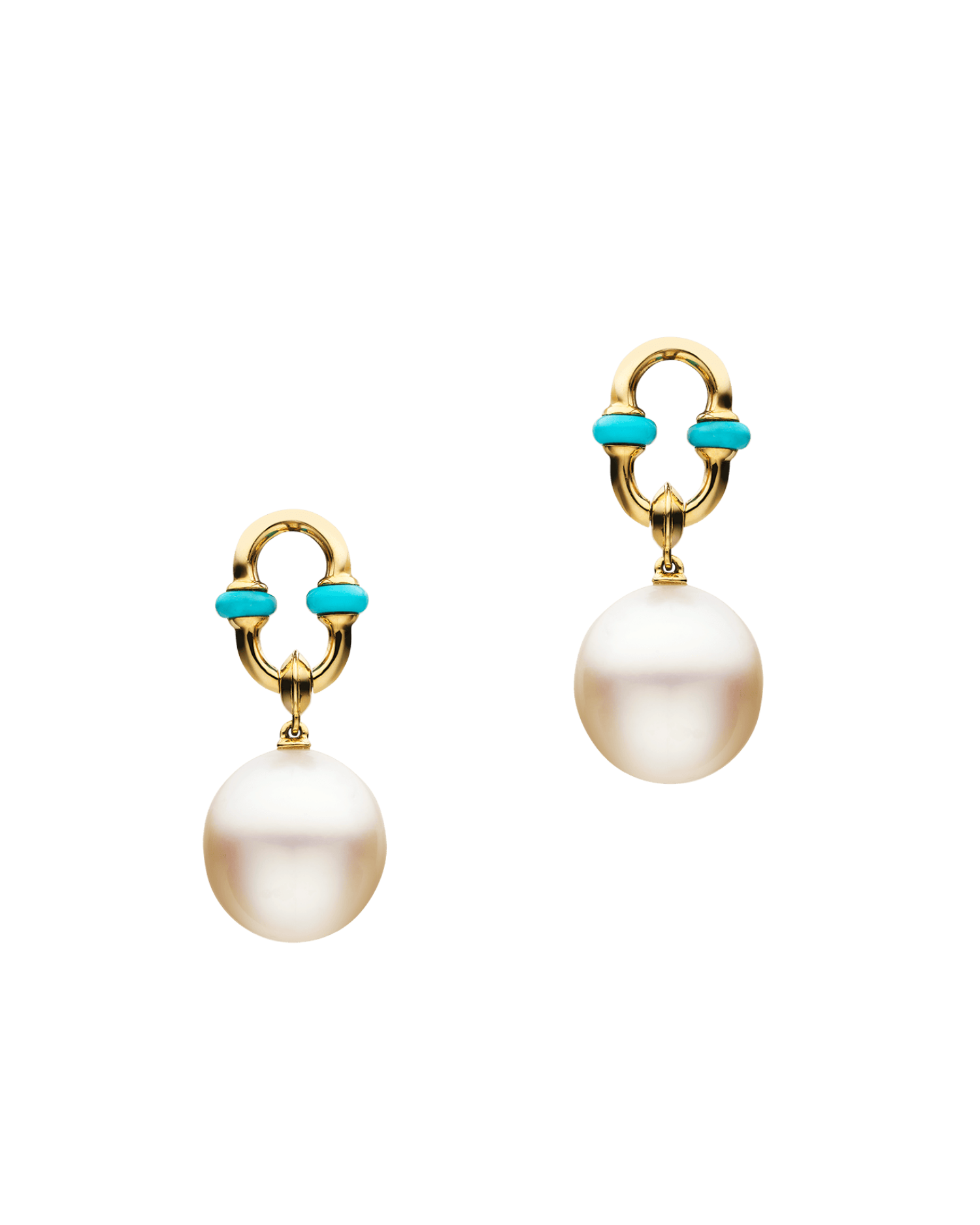 Turquoise Anchor Link Pearl Earring Enhancers Yellow Gold D24AE61YPO11